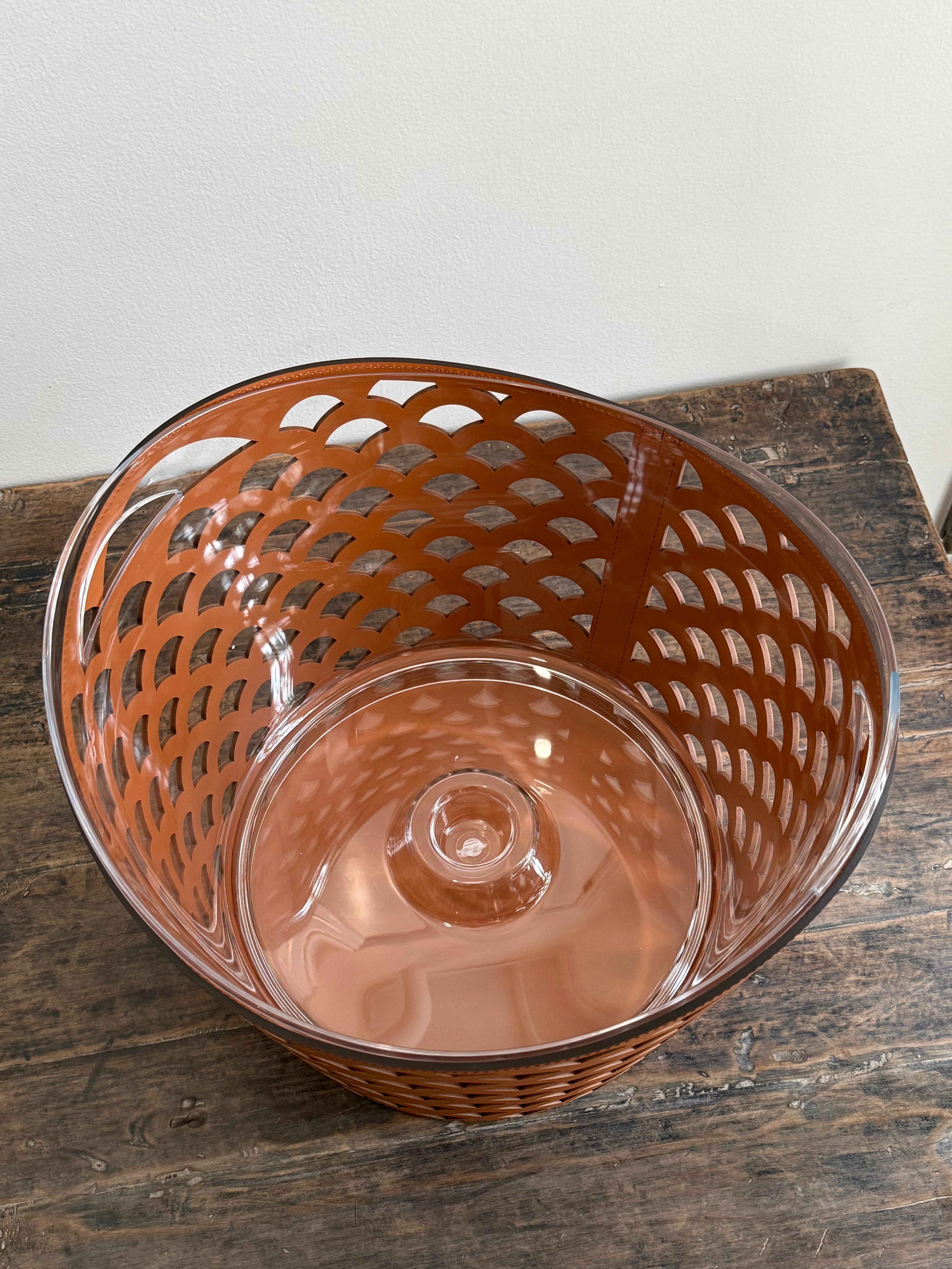 CORTINA CHAMPAGNE BUCKET LARGE, VENEZIA PATTERN: COGNAC