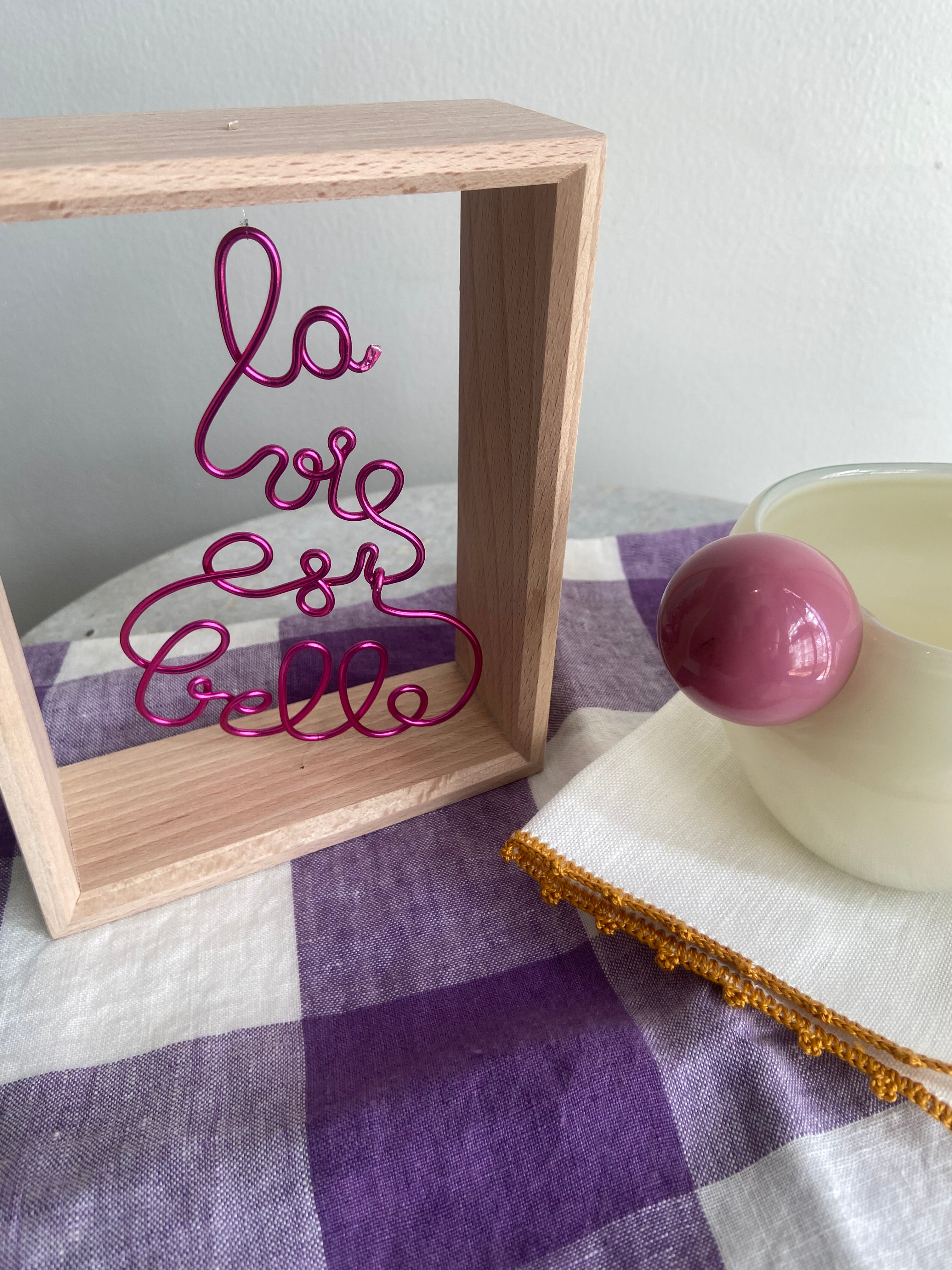 Beechwood Frame with Floating Word Sculpture "La Vie est Belle"