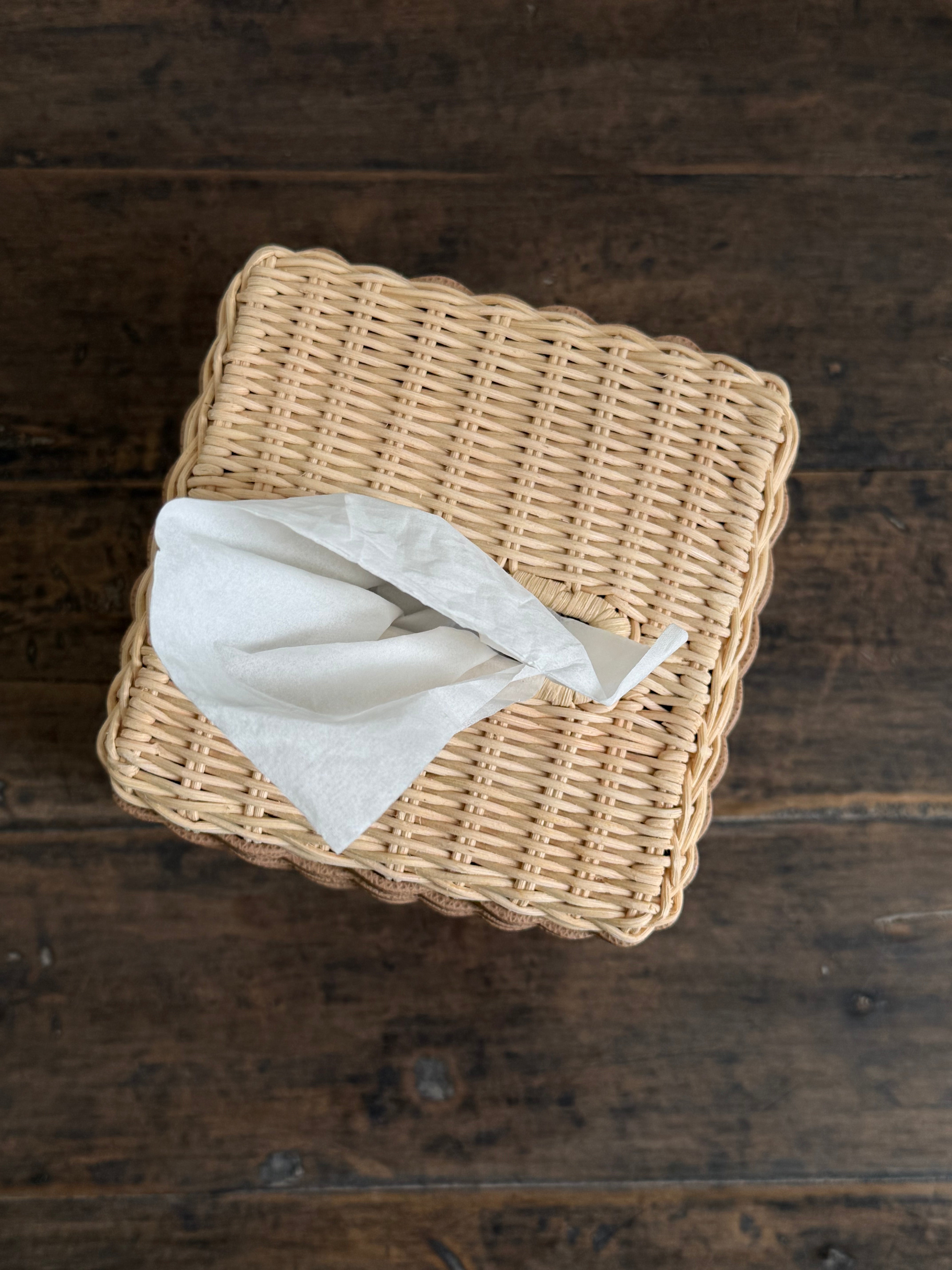 ANTIBES LEATHER & RATTAN TISSUE HOLDER SQUARE