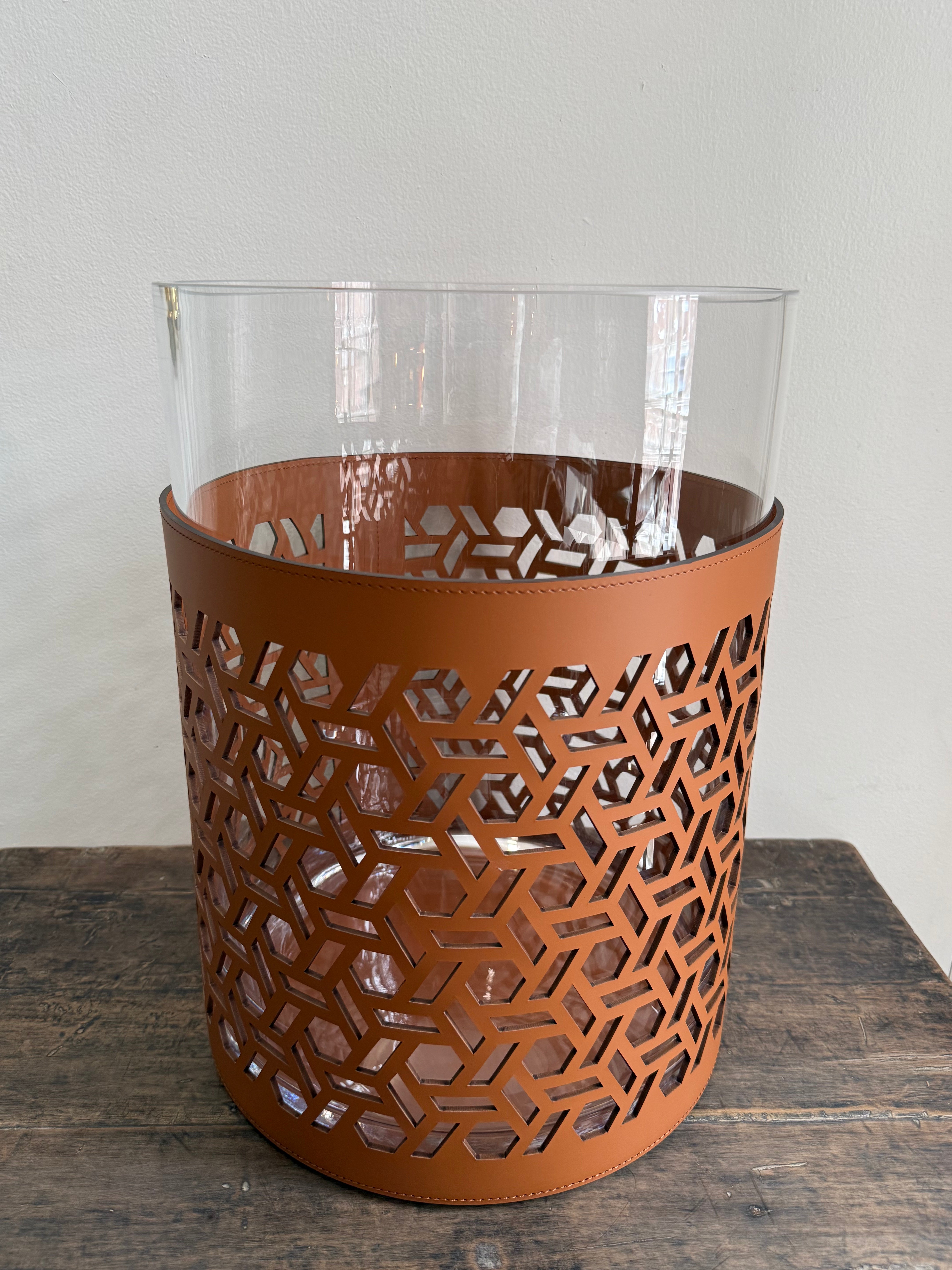 ATMOSPHERE CANDLE HOLDER / VASE, LARGE - VIENNA PATTERN: COGNAC
