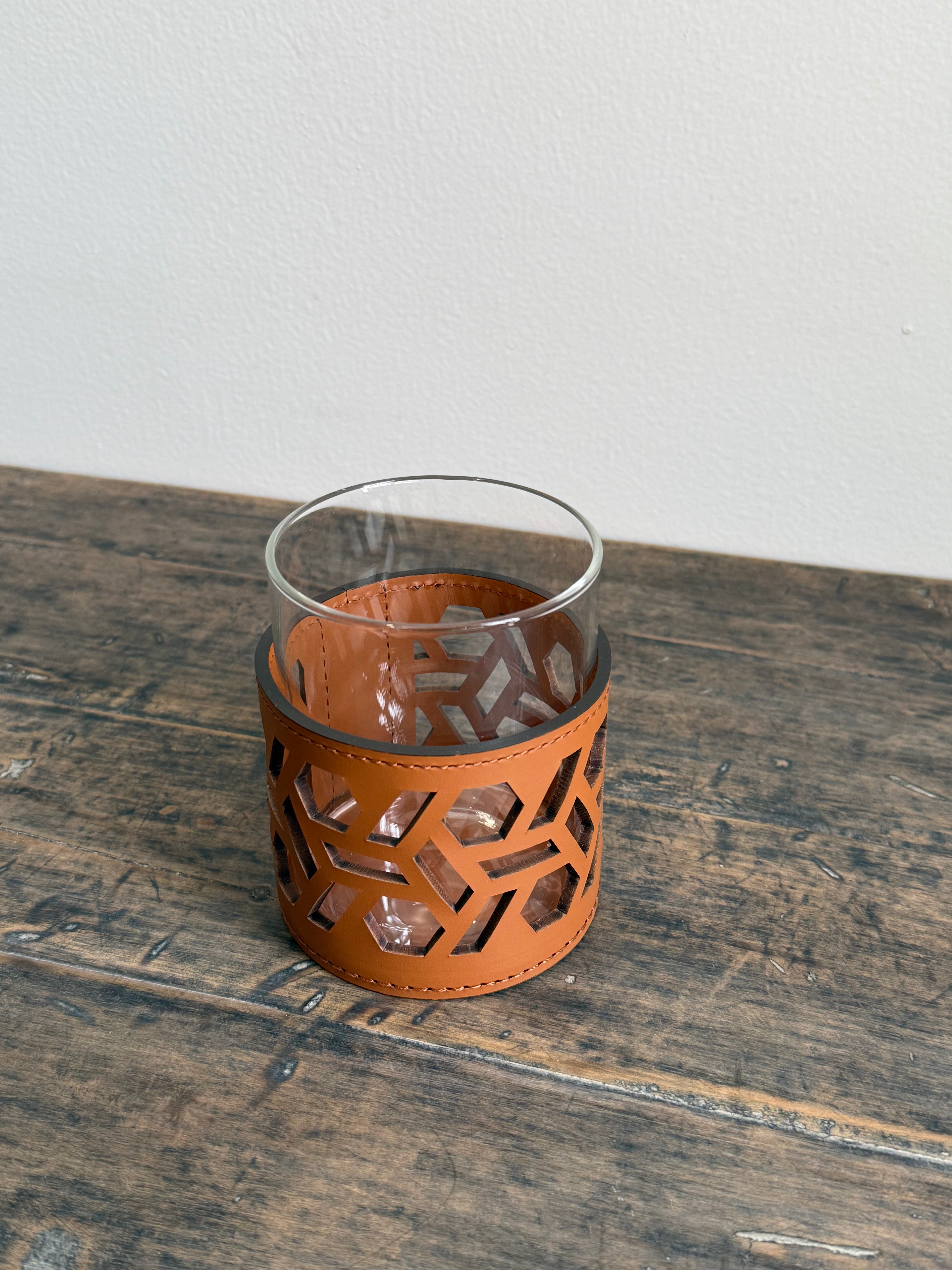 FIAMMA CANDLE HOLDER, VIENNA PATTERN: COGNAC