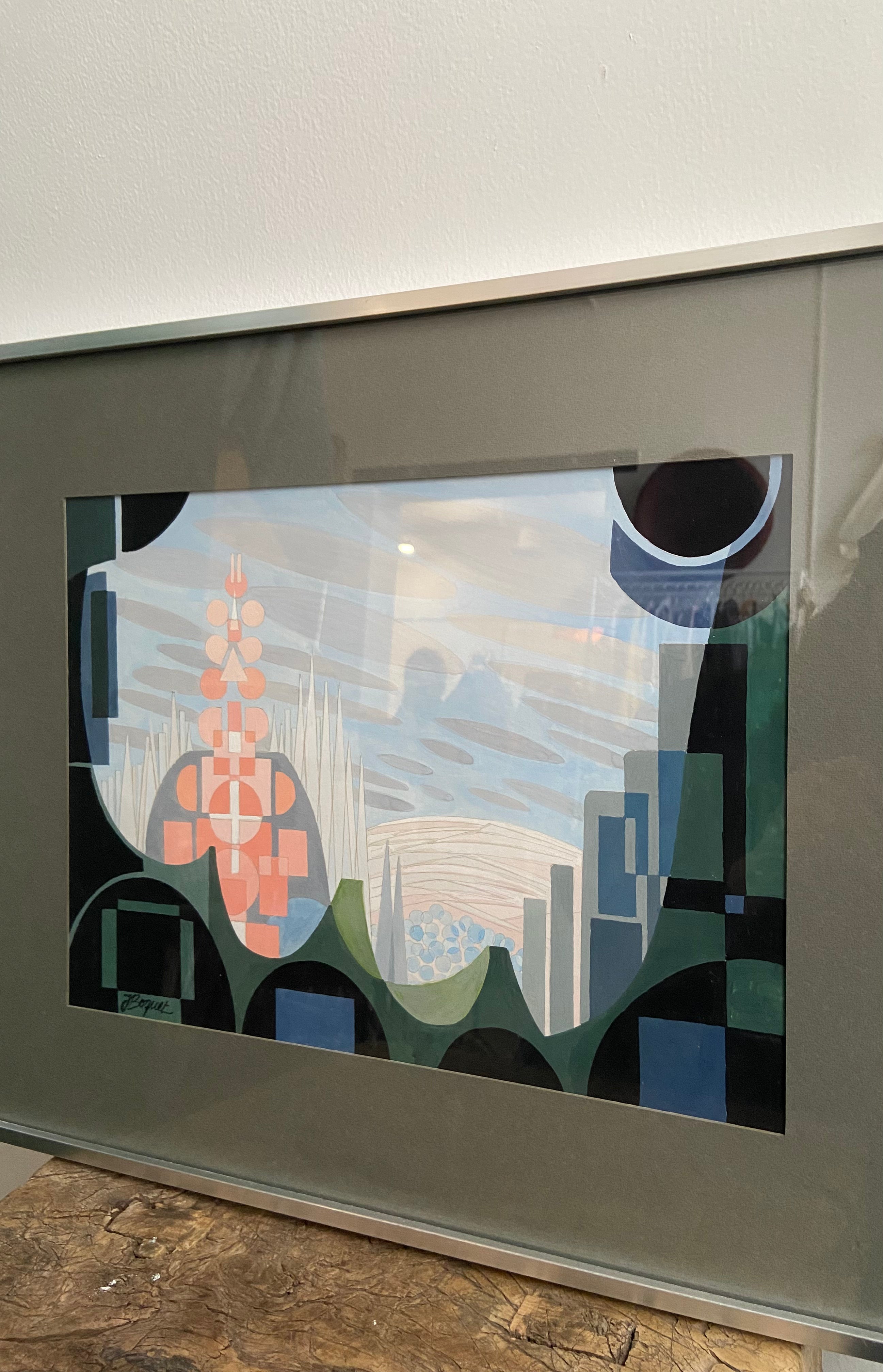 Framed Vintage Mid-Century Art by Jean Boquet