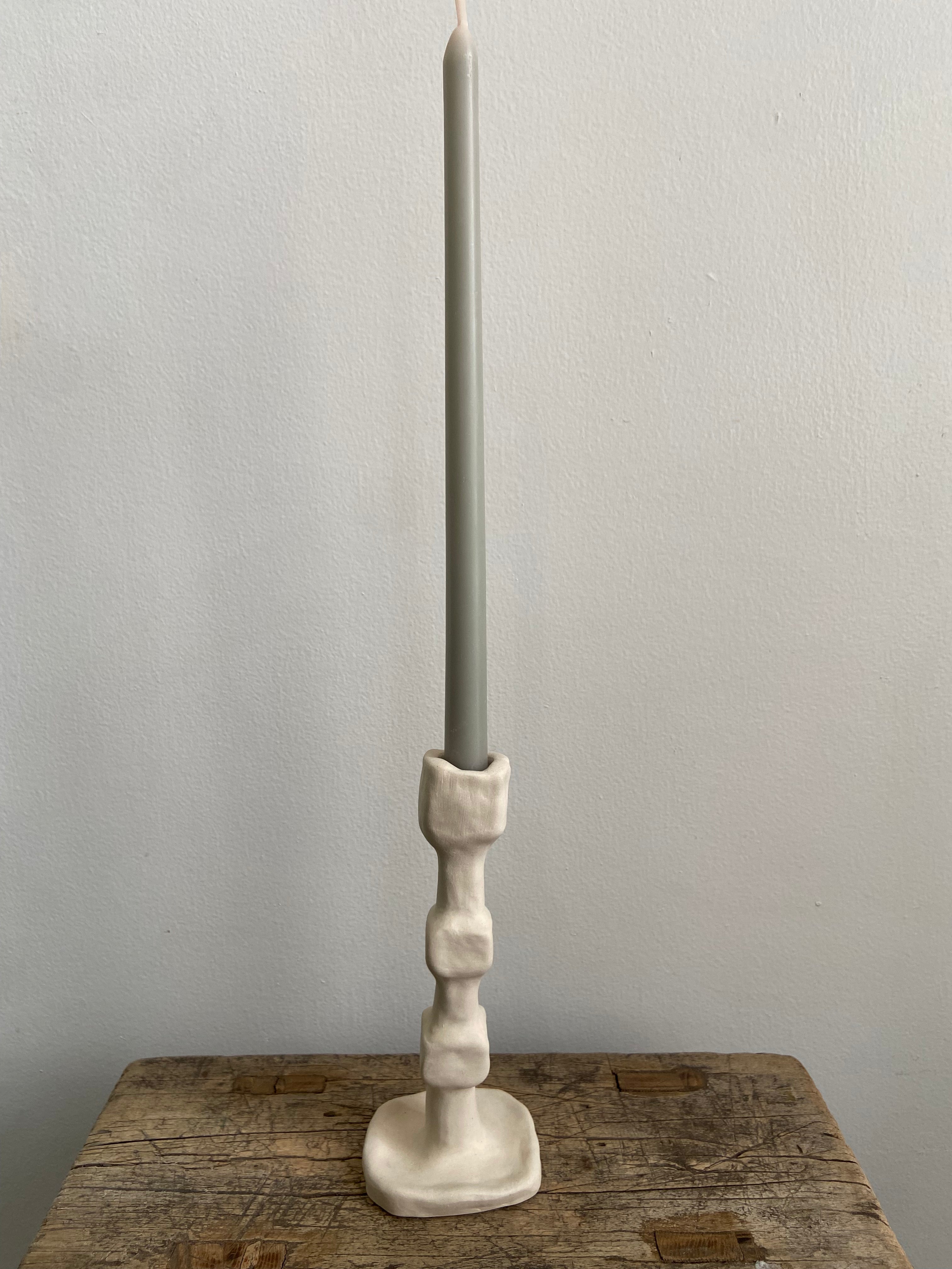 Simple Natural White Ceramic Candleholder, Large