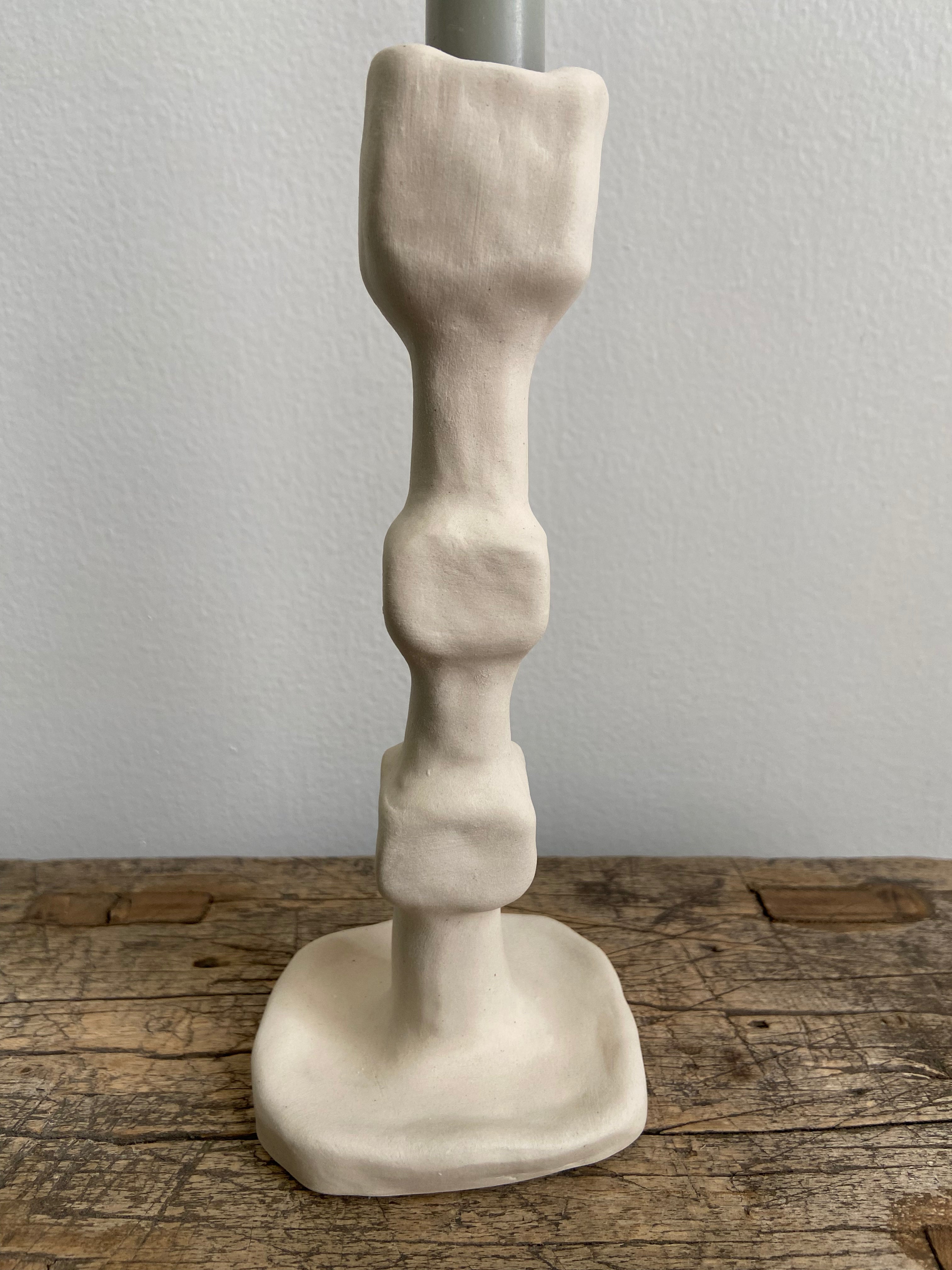 Simple Natural White Ceramic Candleholder, Large