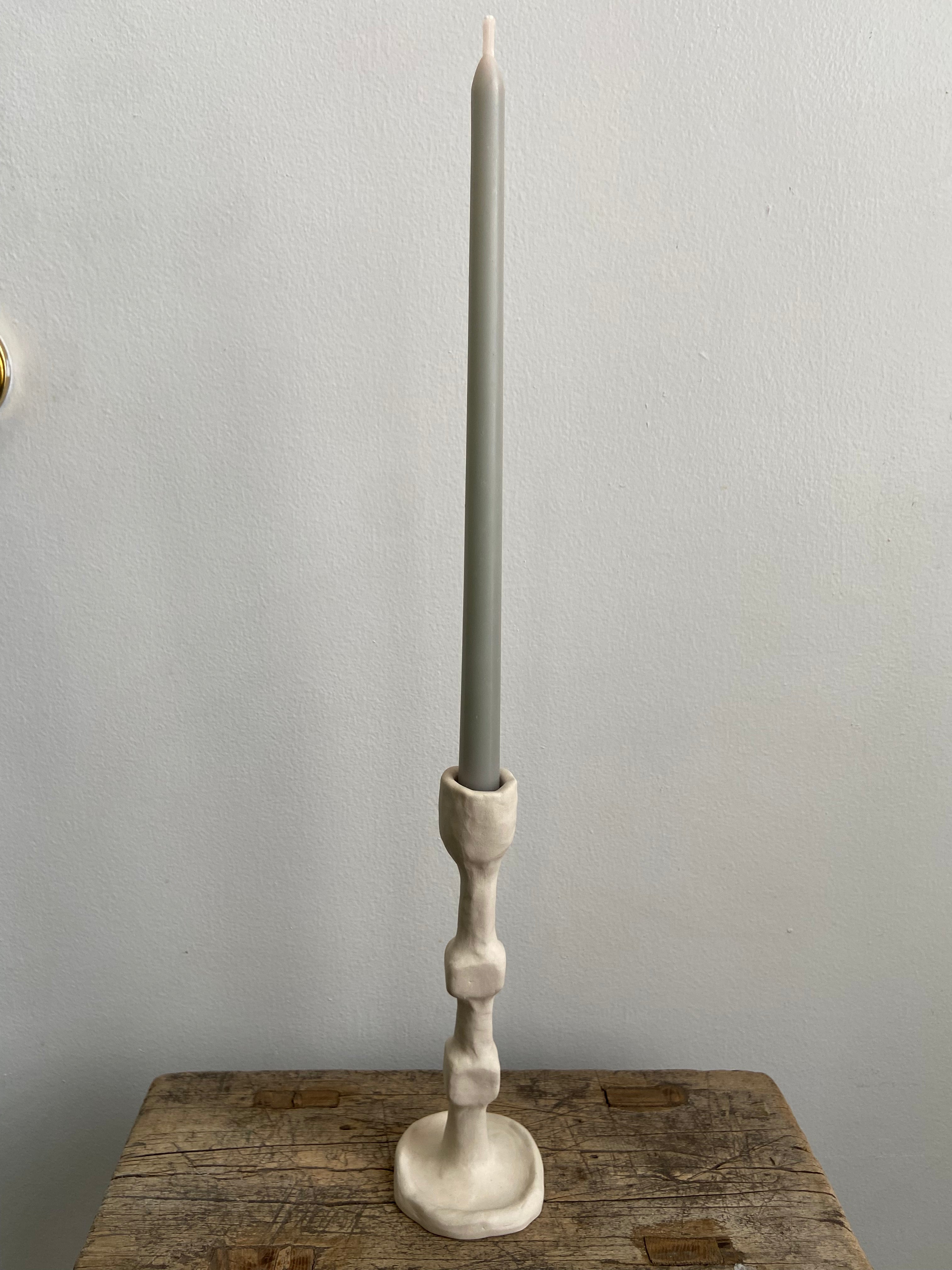 Simple Natural White Ceramic Candleholder, Large