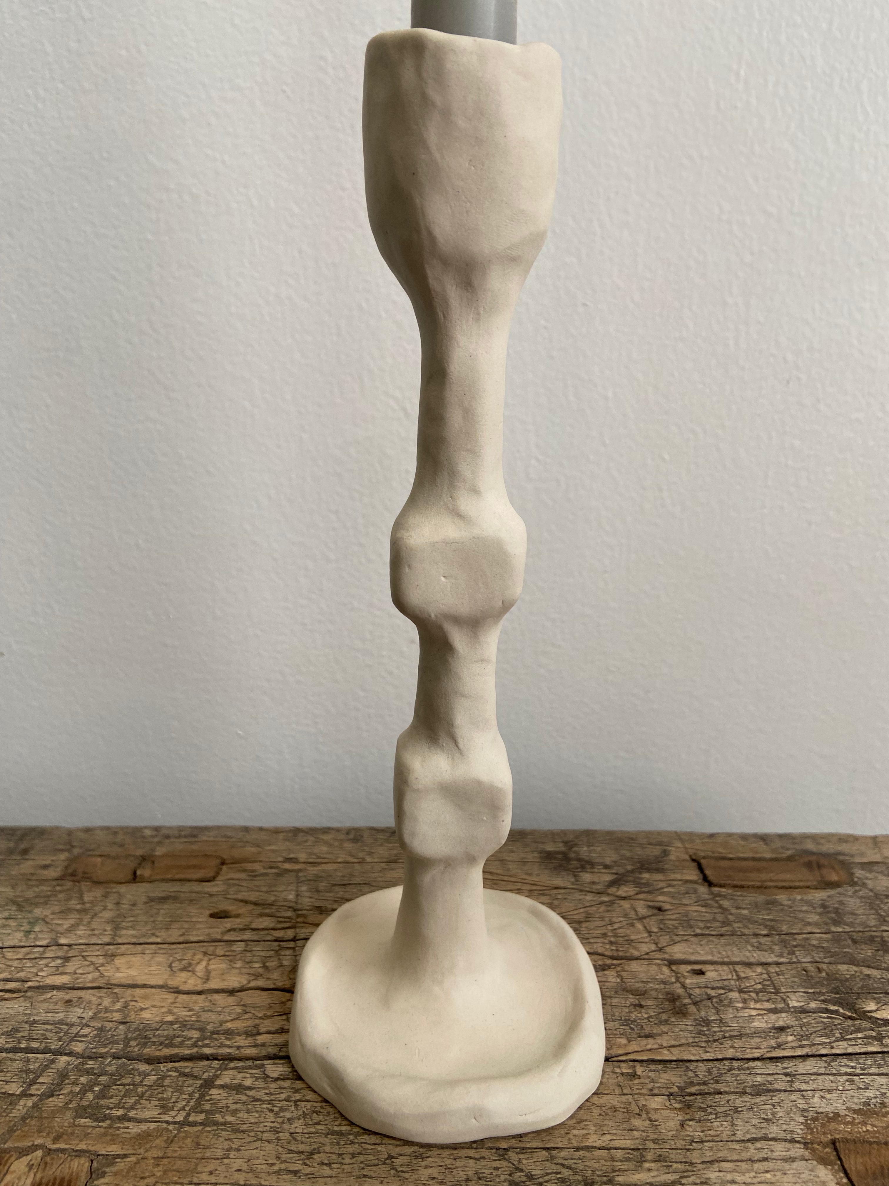 Simple Natural White Ceramic Candleholder, Large