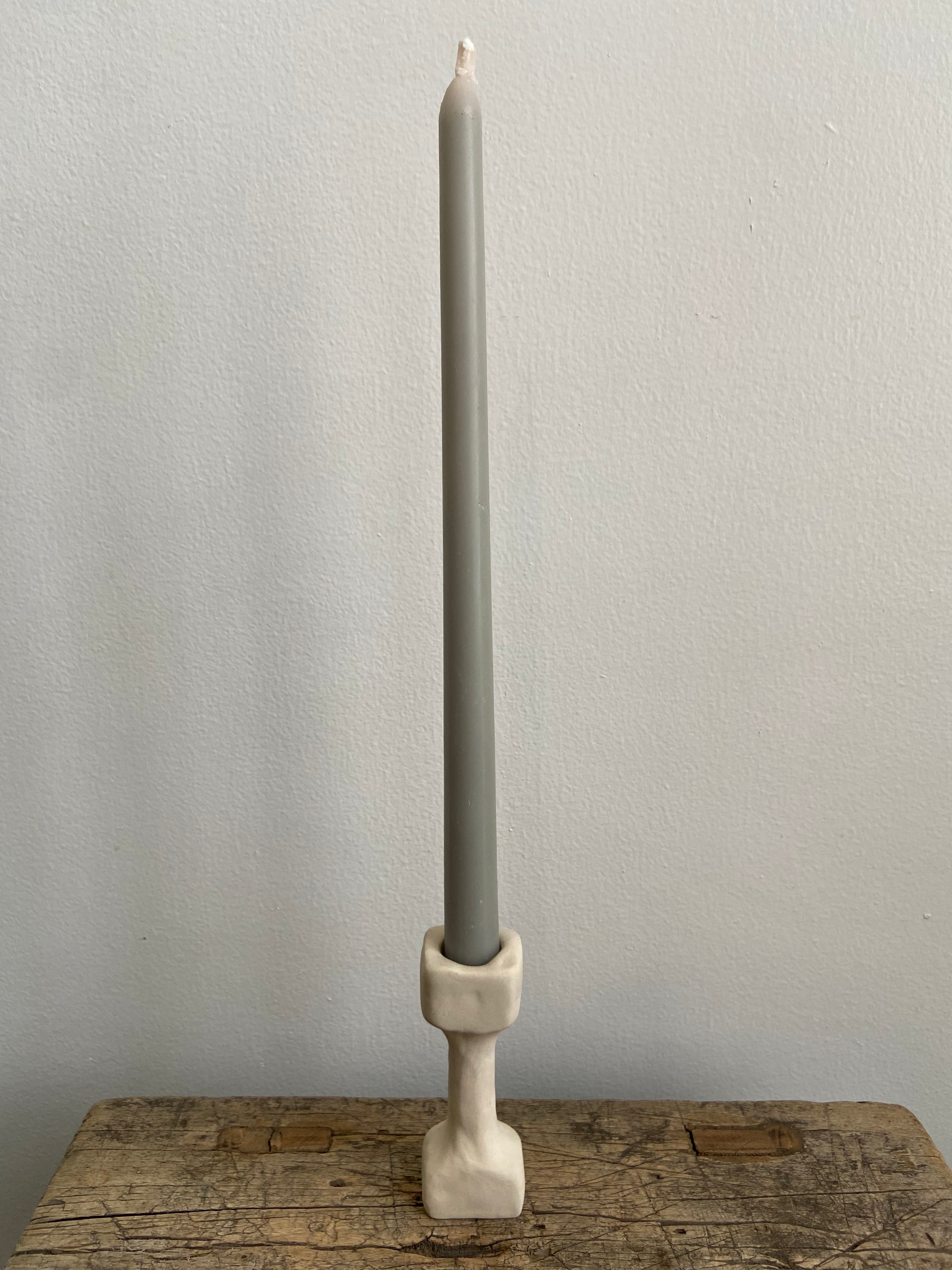 Simple Natural White Ceramic Candleholder, Small