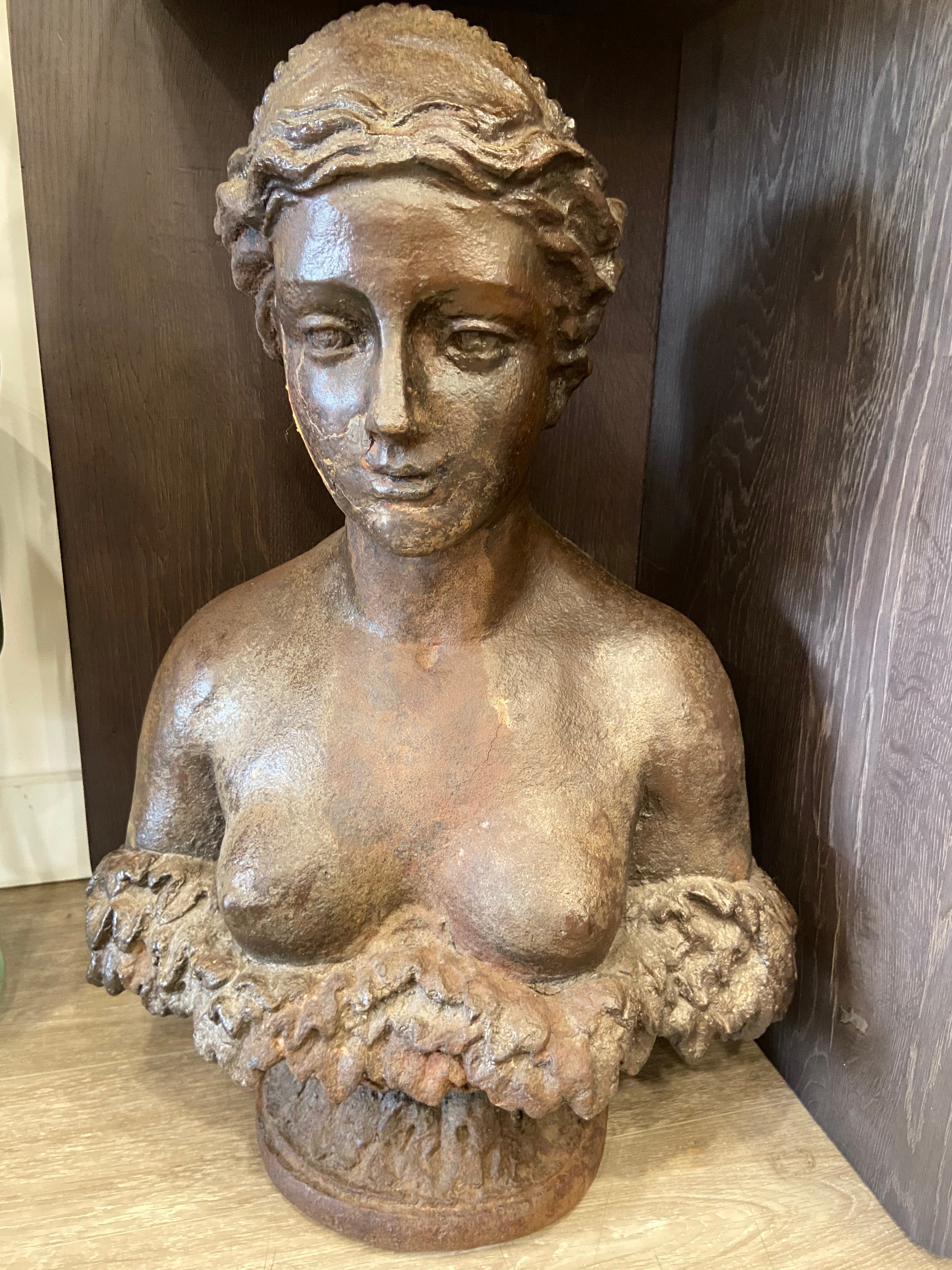 Cast Iron Female Bust Statue, Circa 1830
