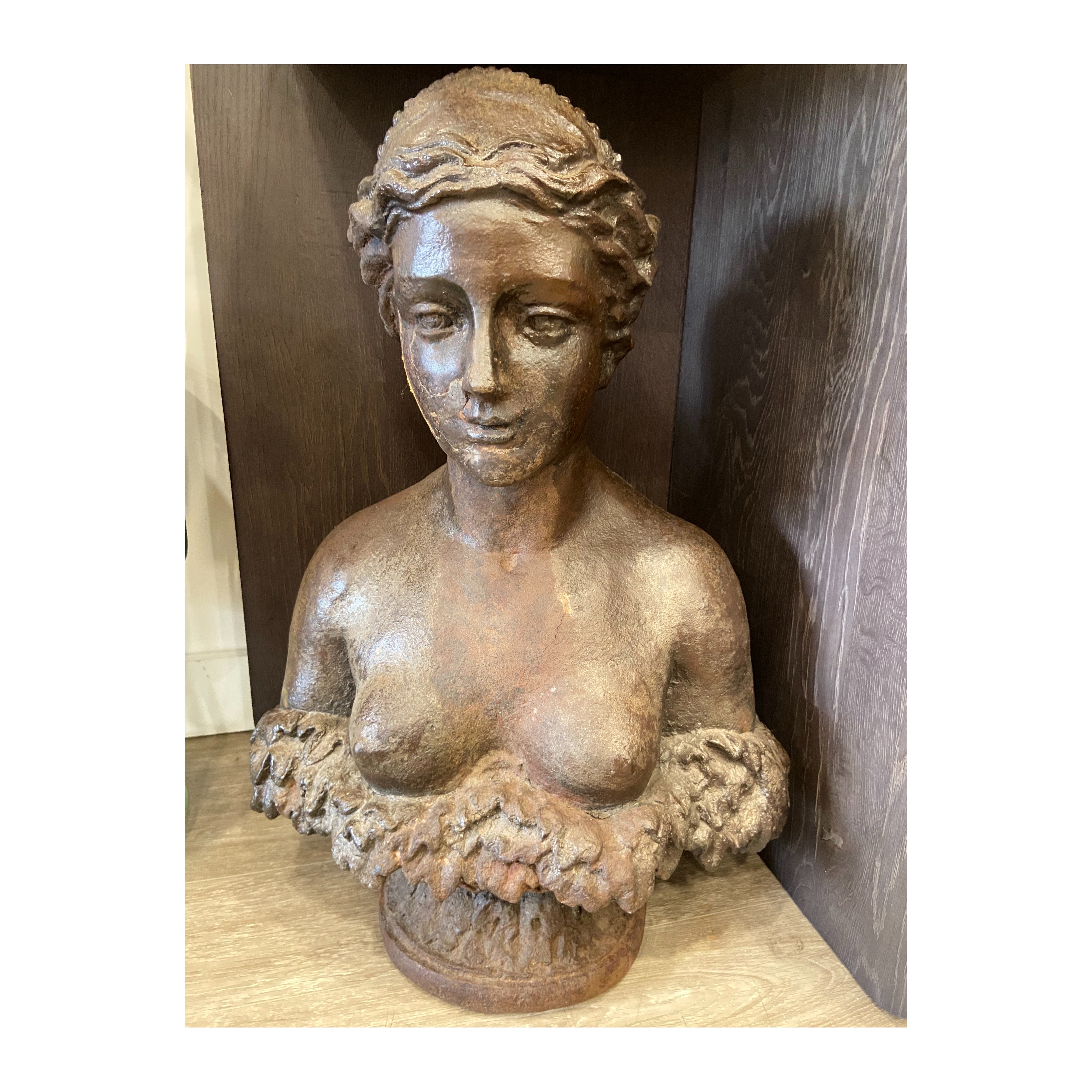 Cast Iron Female Bust Statue, Circa 1830