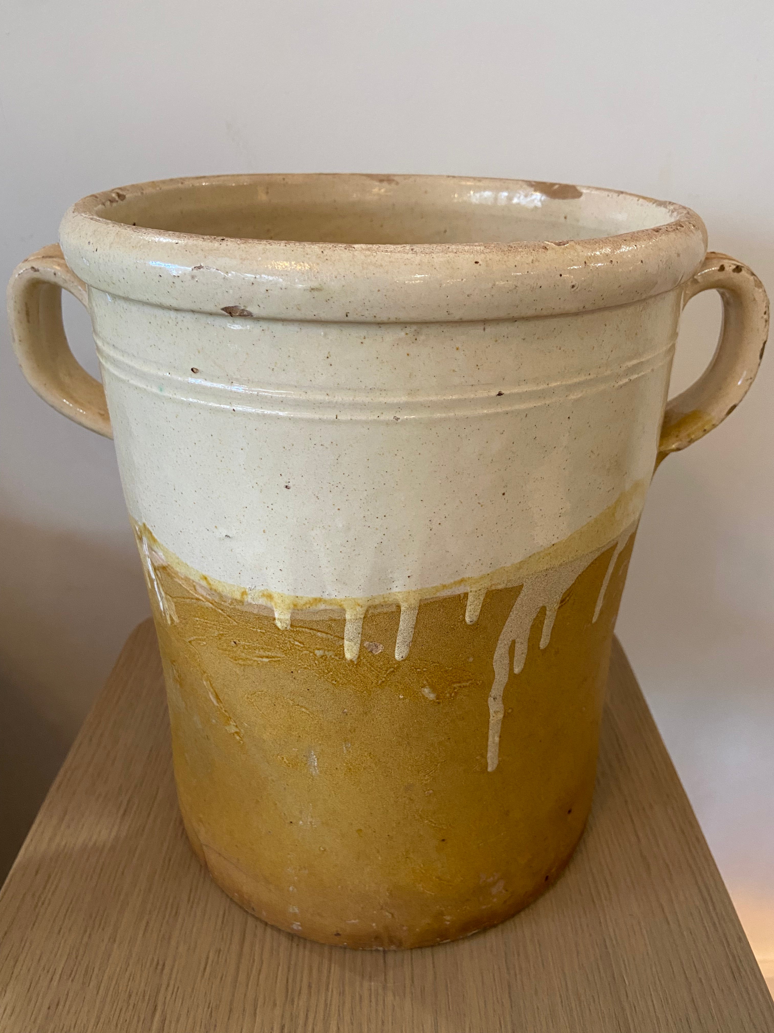 Vintage Italian Ochre/Cream Ceramic Pot, Large