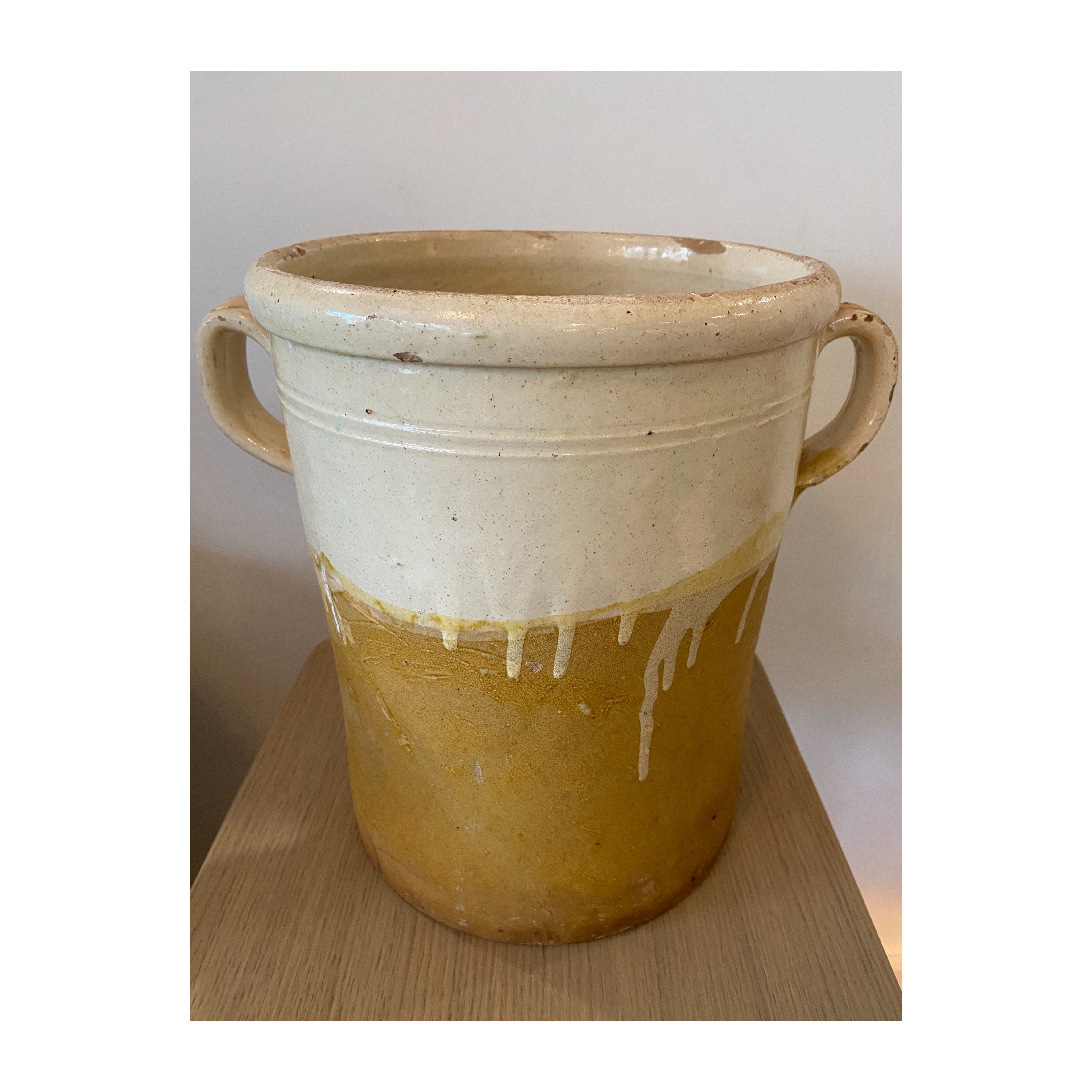 Vintage Italian Ochre/Cream Ceramic Pot, Large