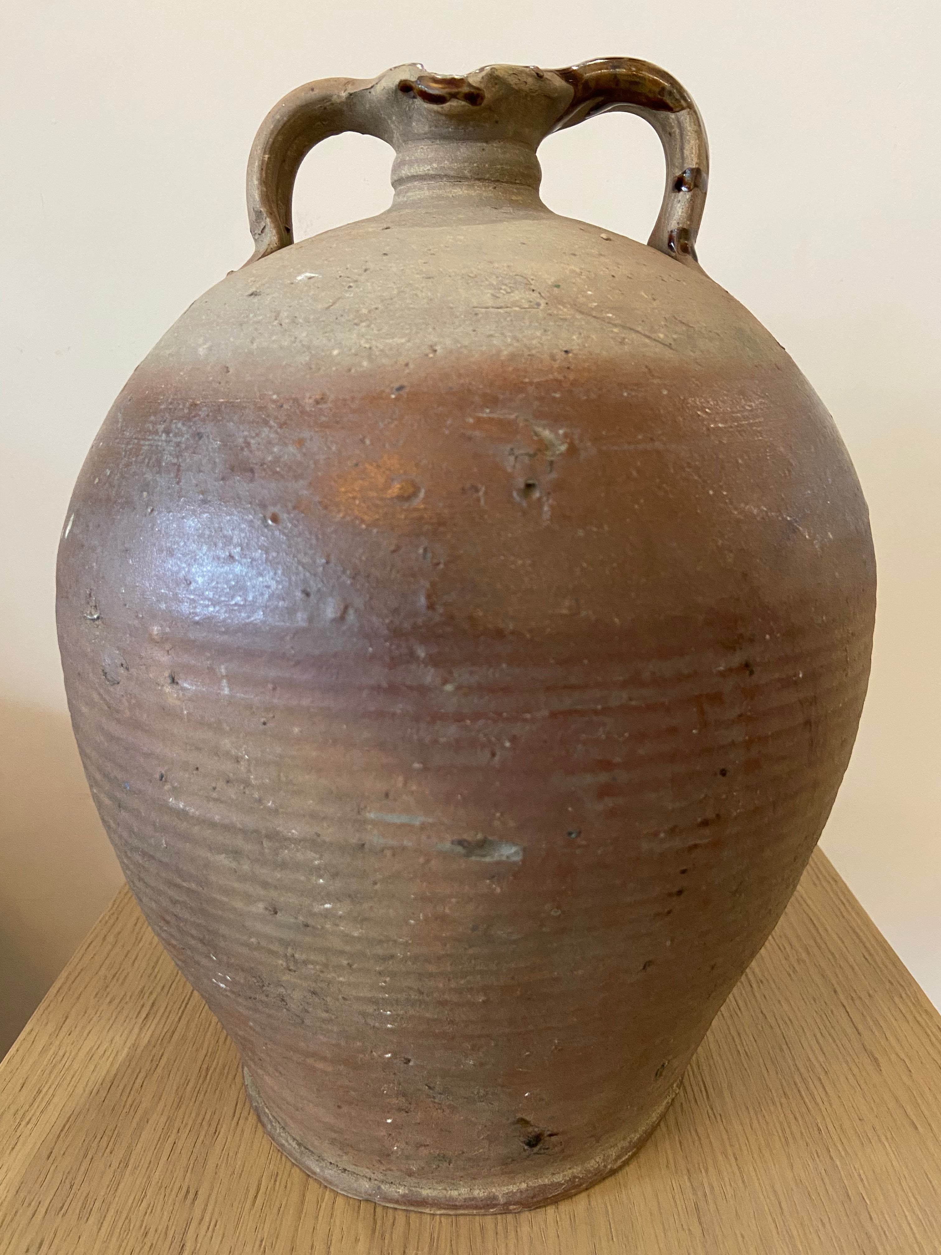 Antique French Terracotta Jar with Handles, Medium