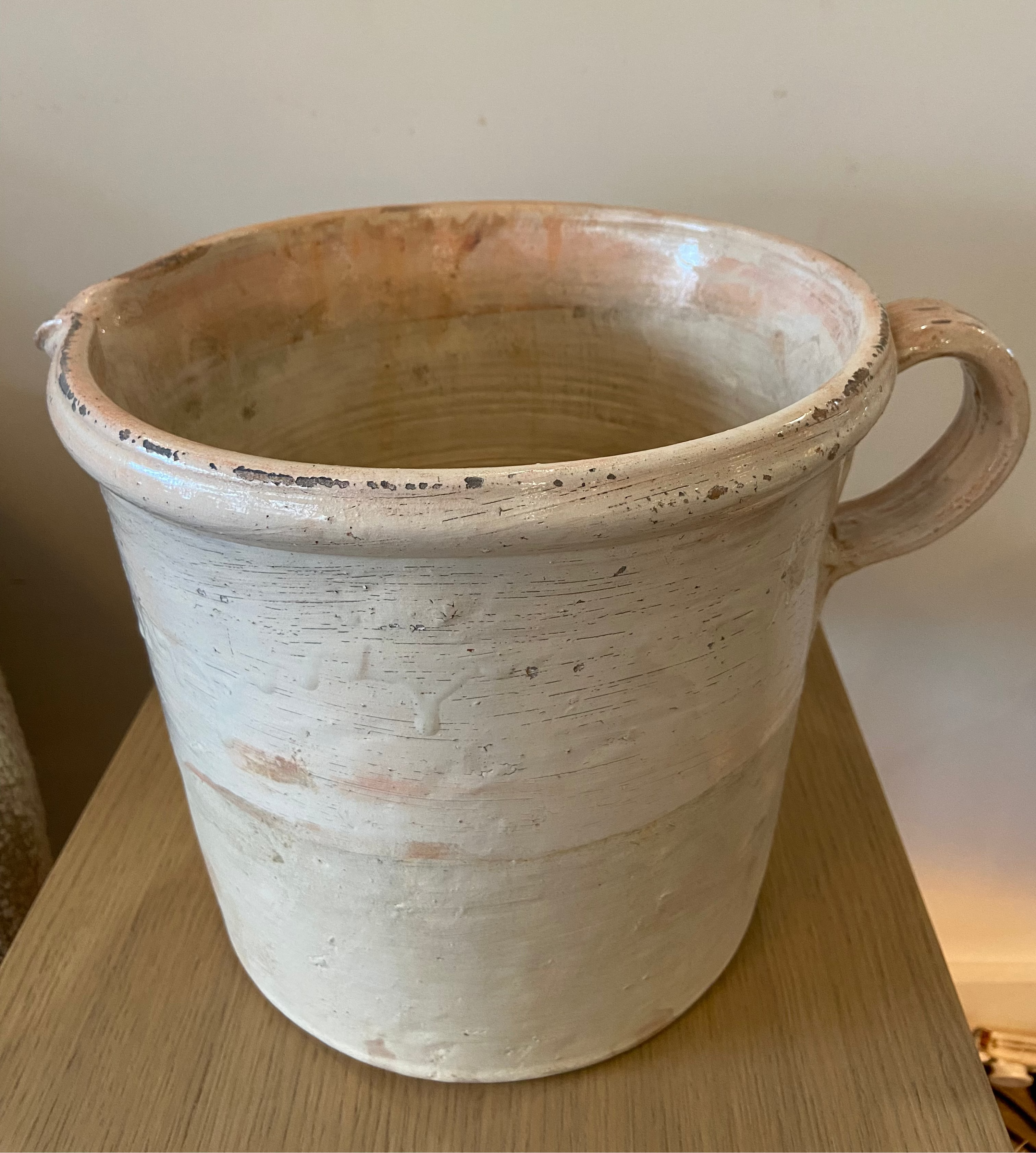 Vintage Traditional White Puglian Pottery Bowl (No Handles)