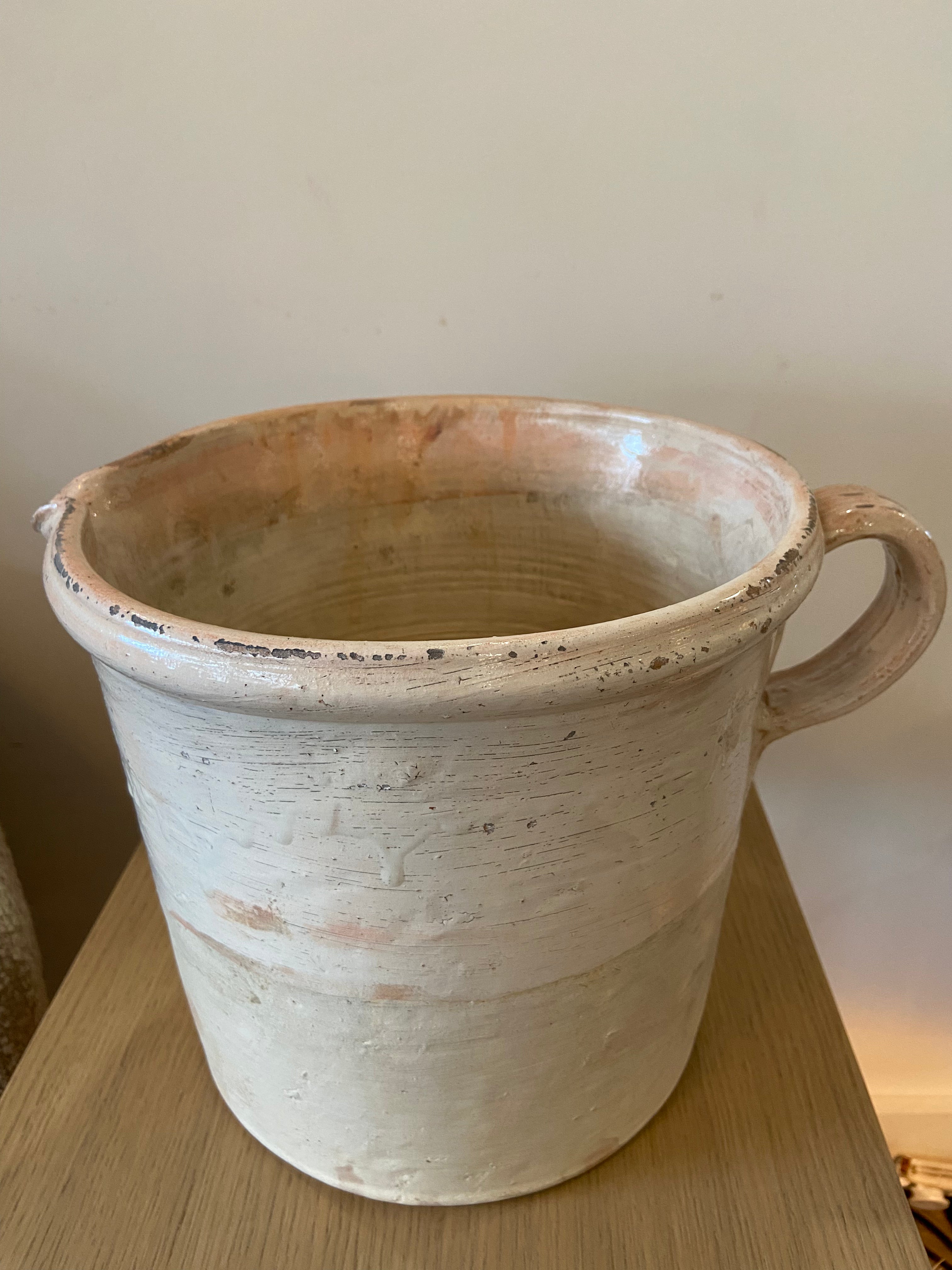 Vintage Traditional White Puglian Pottery Bowl (No Handles)