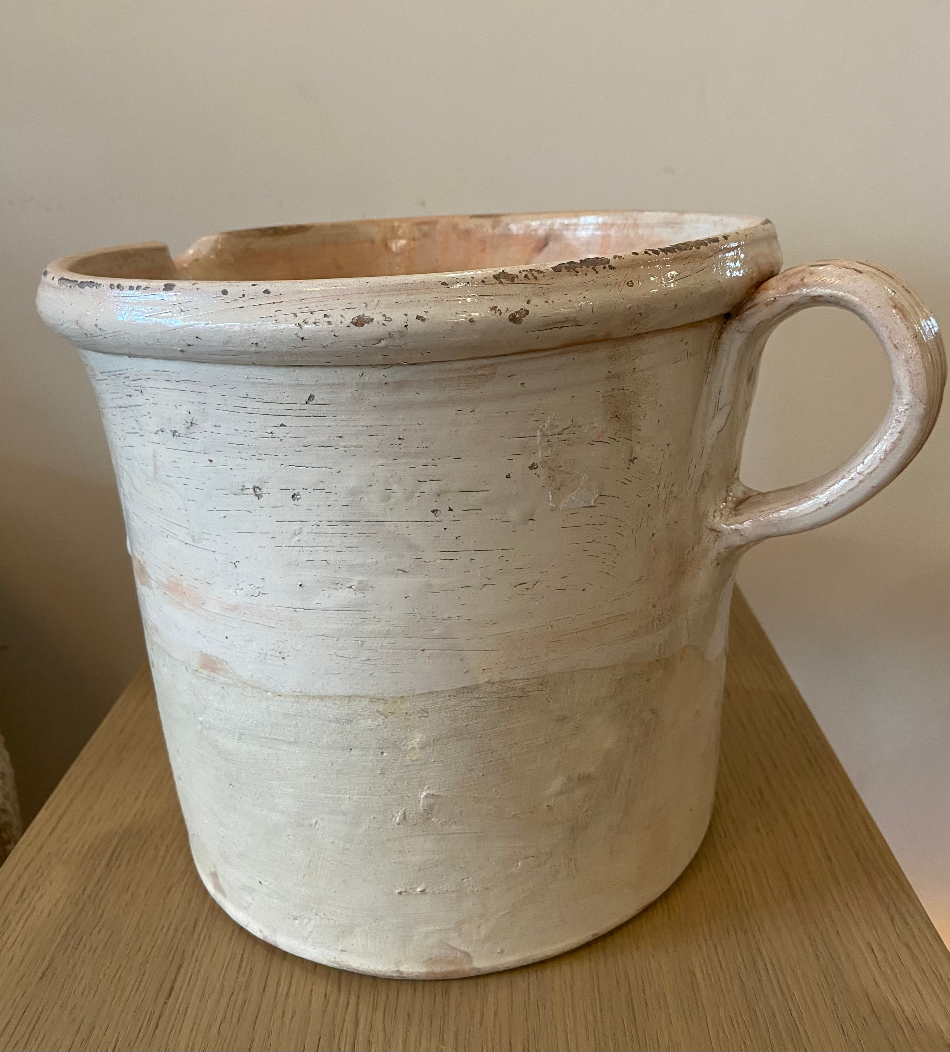 Vintage Traditional White Puglian Pottery Bowl (No Handles)