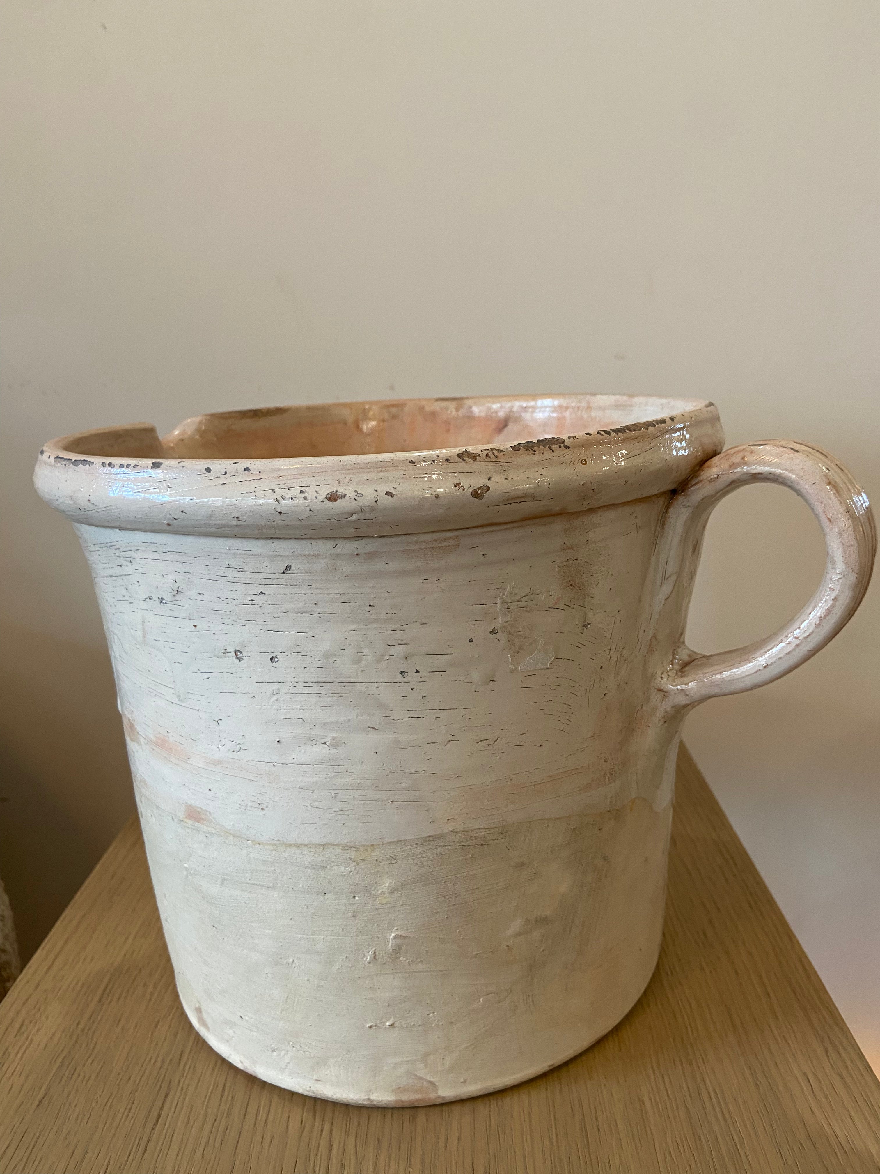 Vintage Traditional White Puglian Pottery Bowl (No Handles)