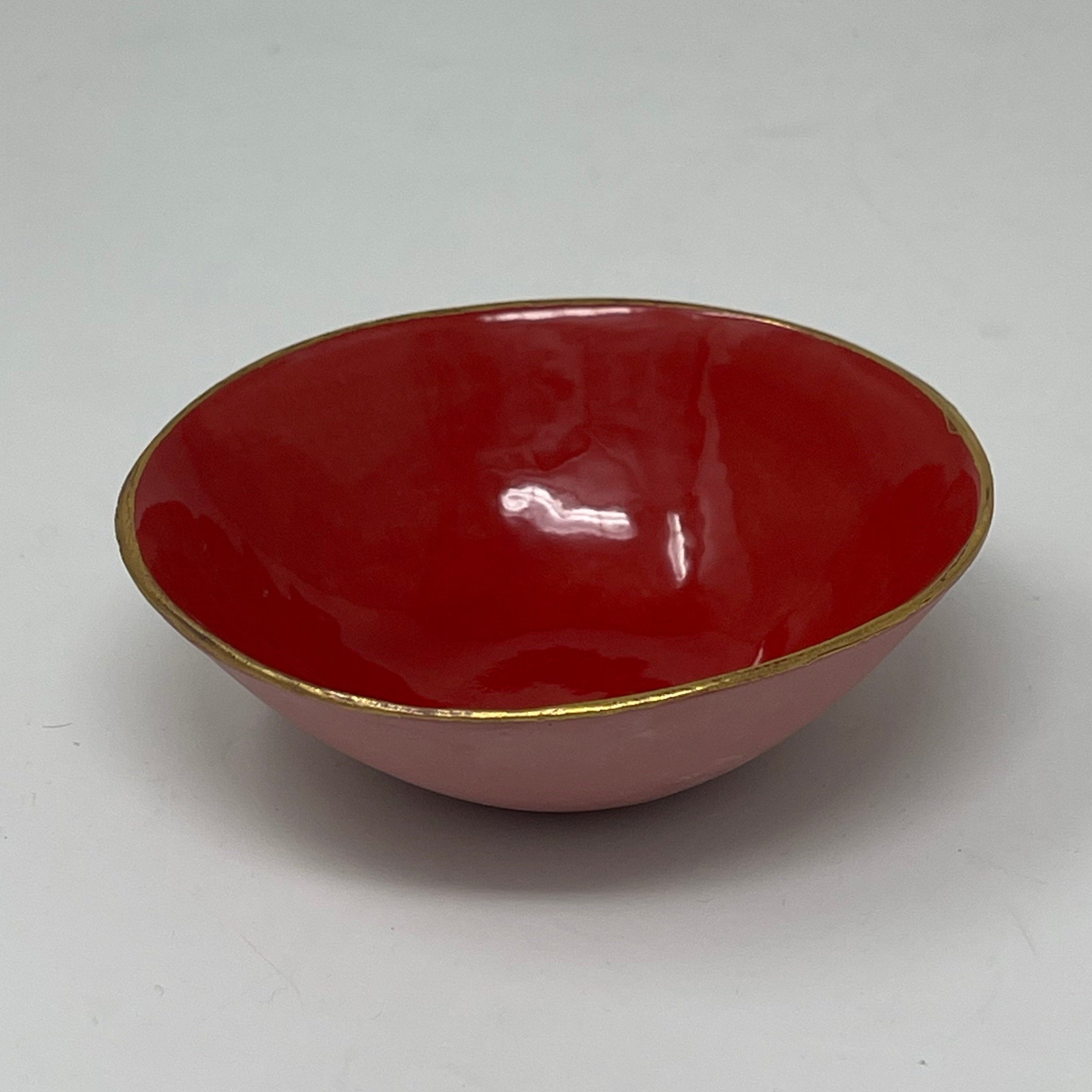 Porcelain Watercolor Bowl with Gold Trim 4" Diameter