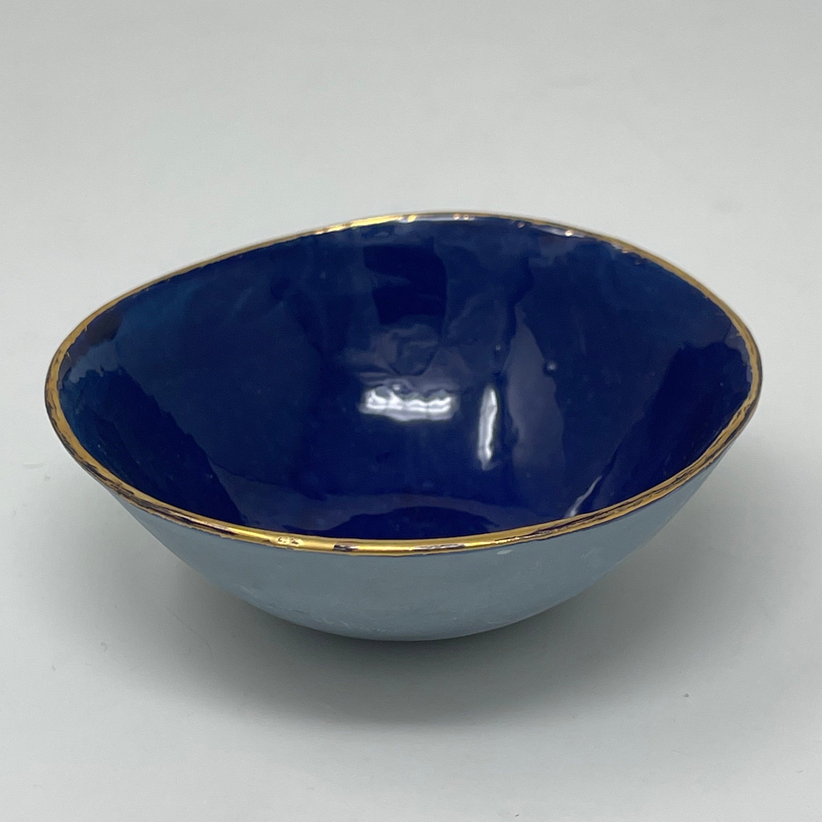Porcelain Watercolor Bowl with Gold Trim 4" Diameter