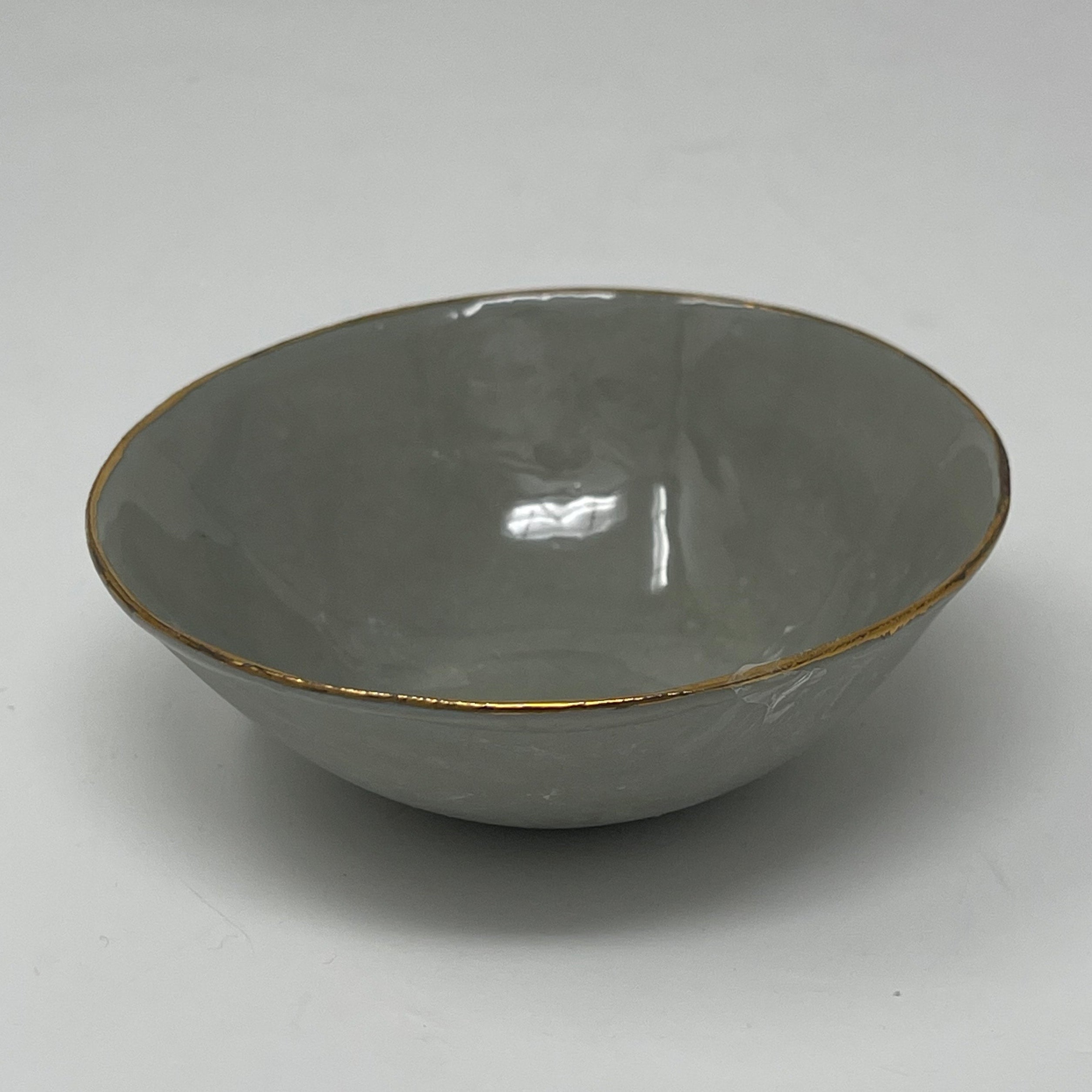 Porcelain Watercolor Bowl with Gold Trim 4" Diameter