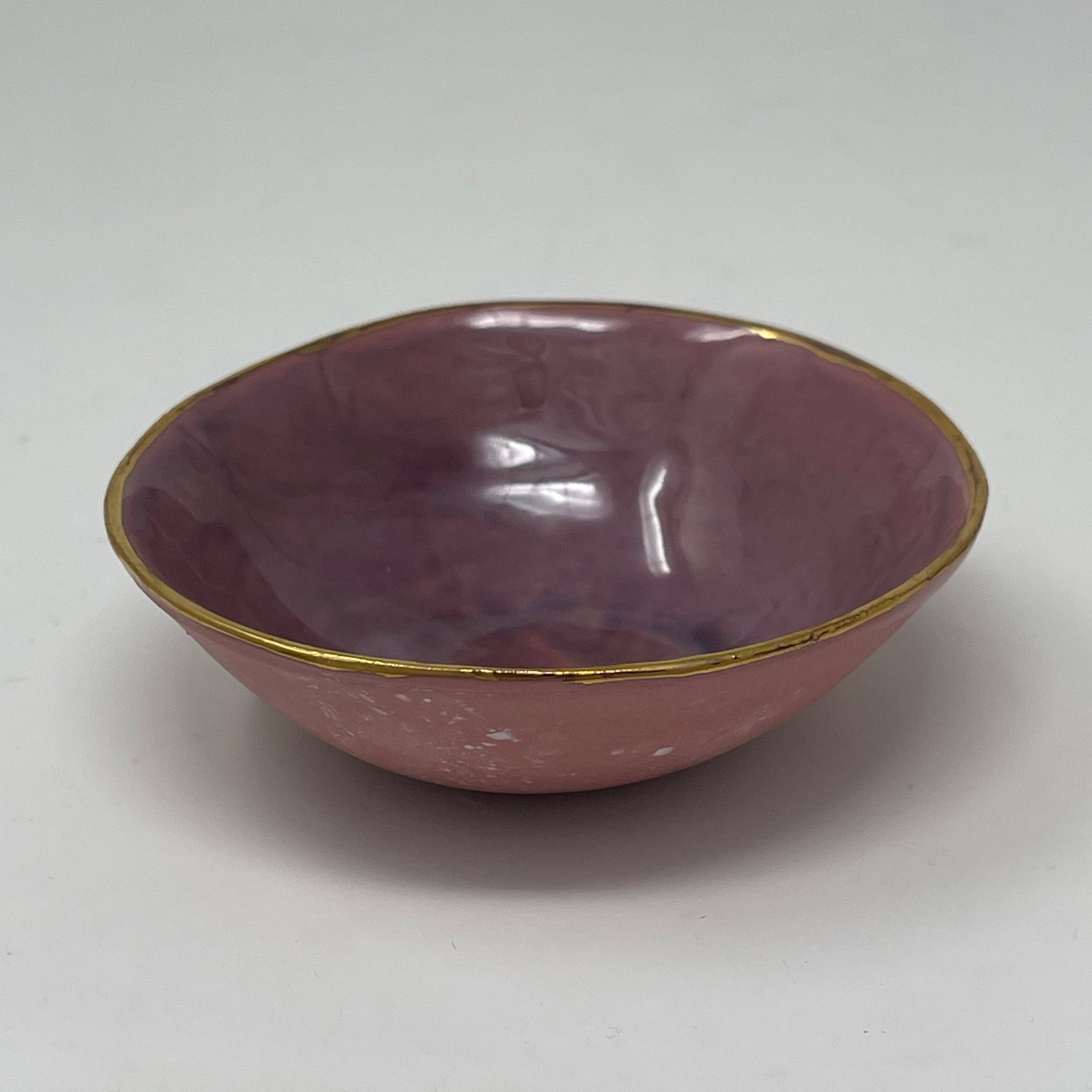 Porcelain Watercolor Bowl with Gold Trim 4" Diameter