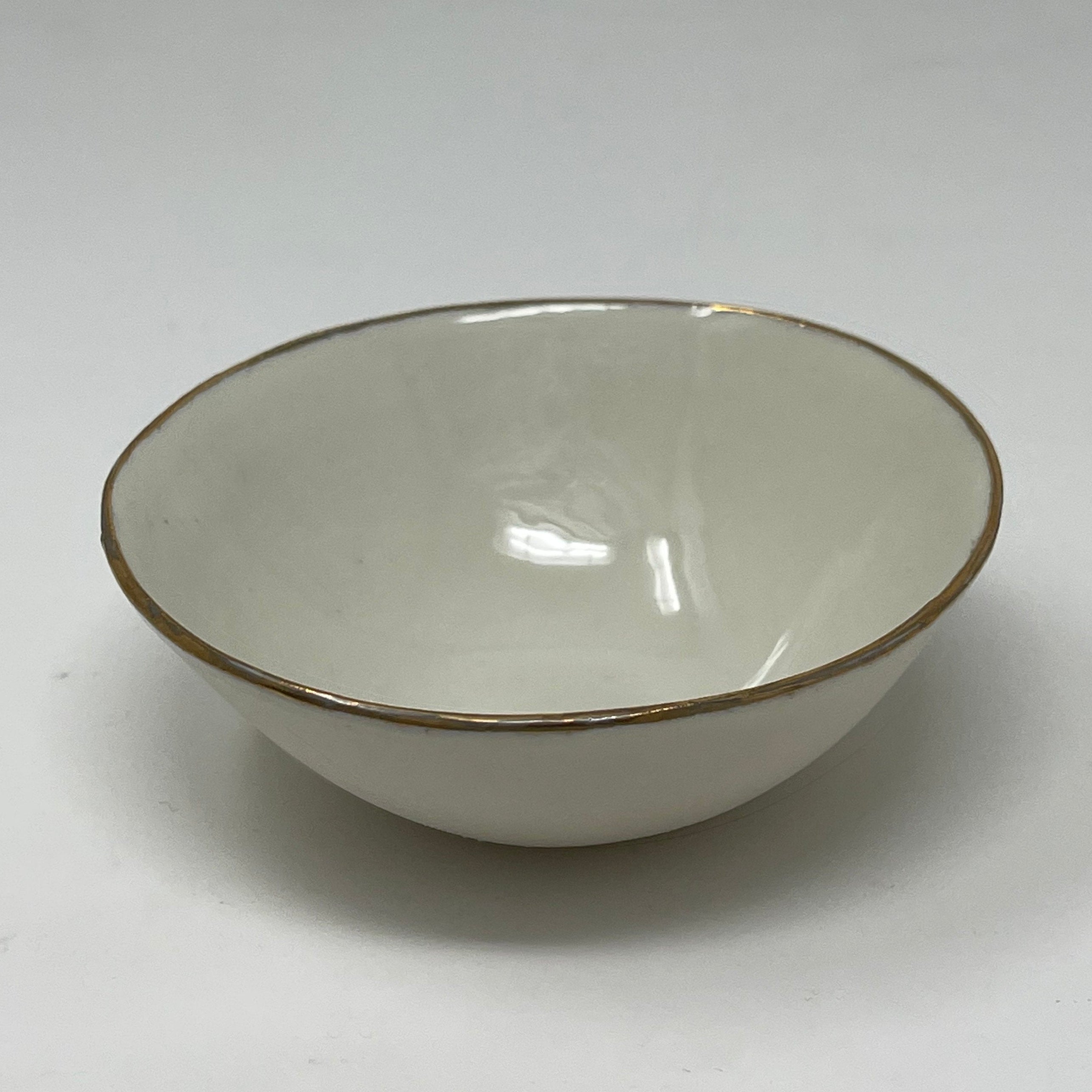 Porcelain Watercolor Bowl with Gold Trim 4" Diameter