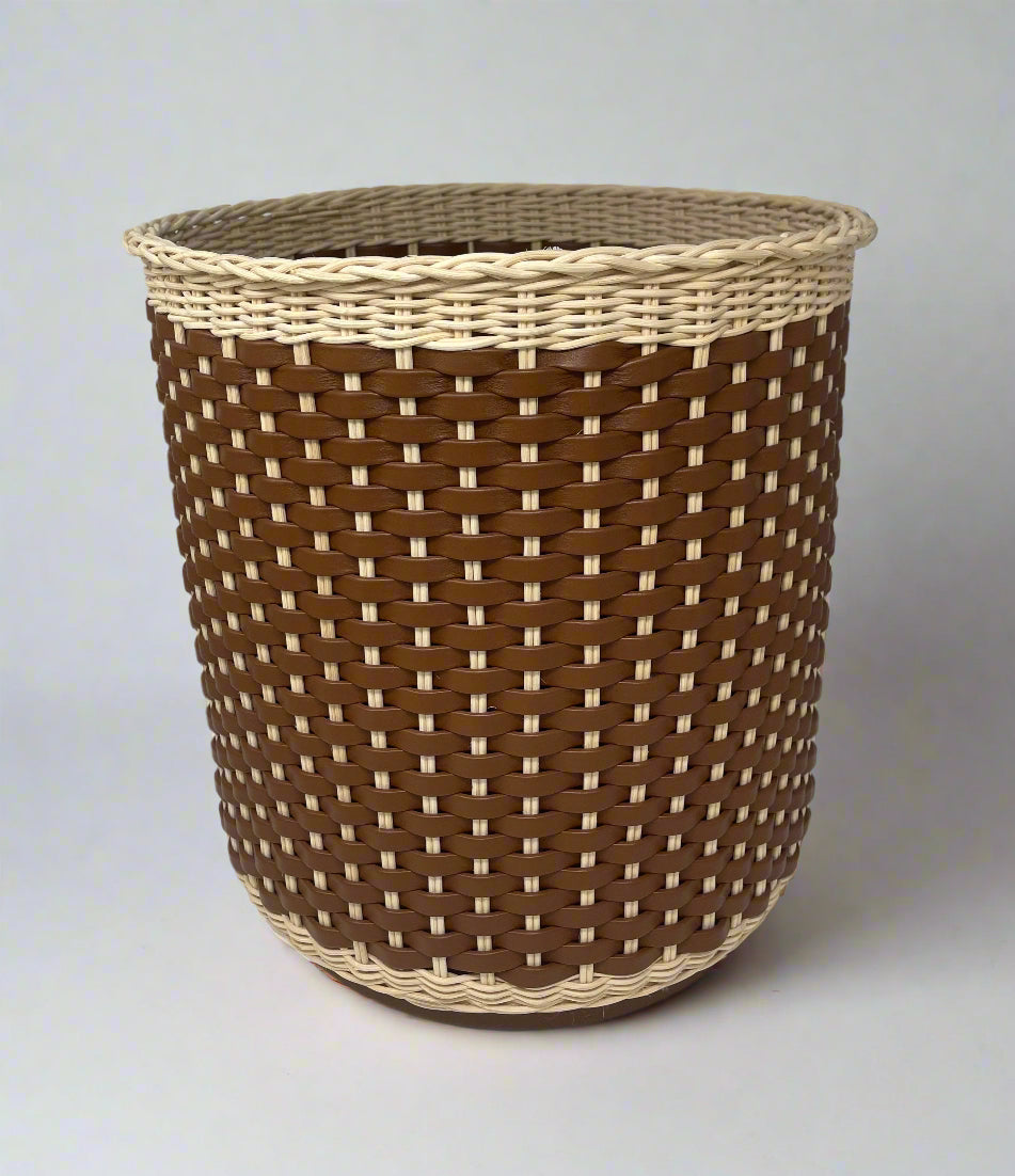 Monet Leather & Rattan Storage Basket