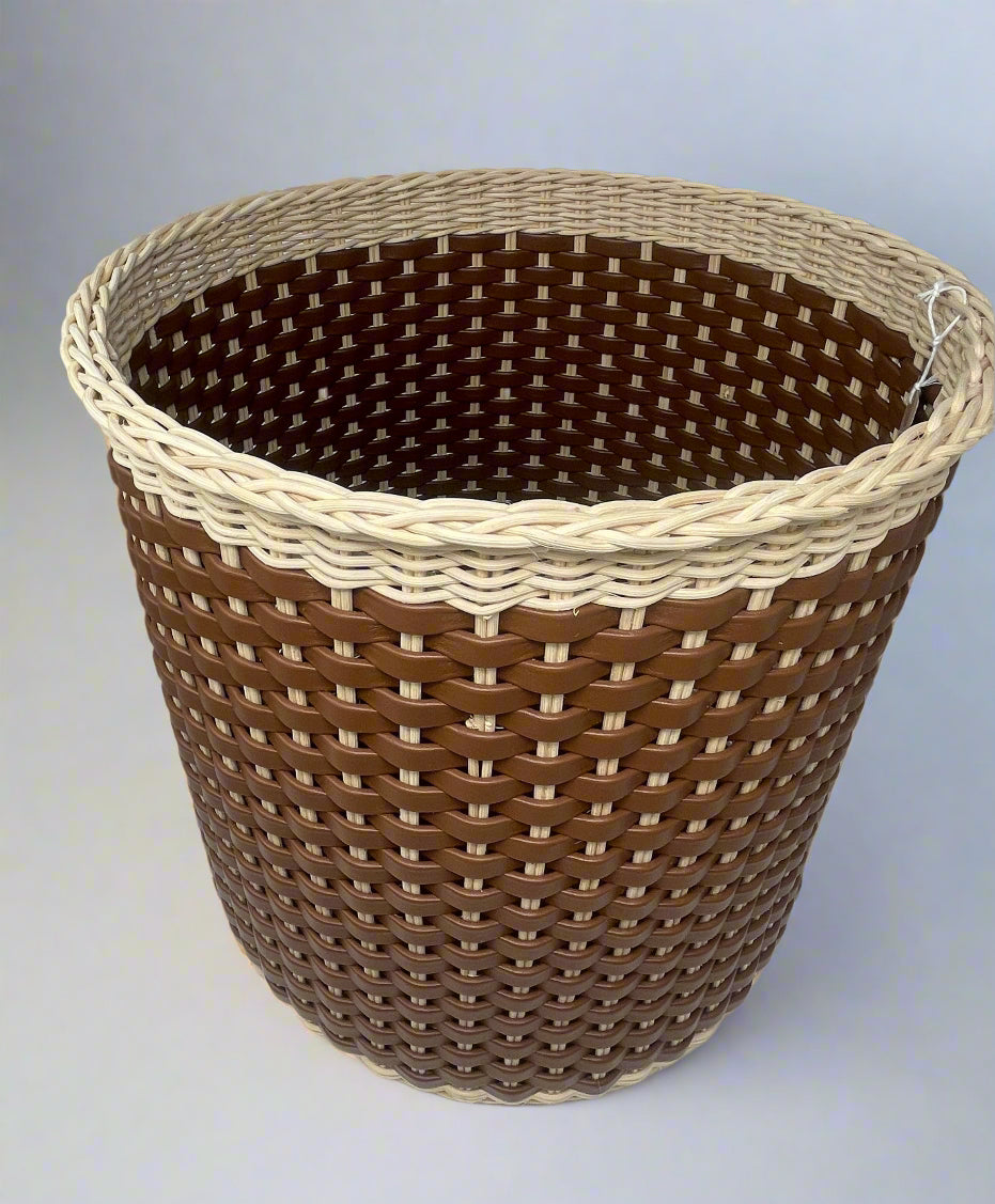 Monet Leather & Rattan Storage Basket