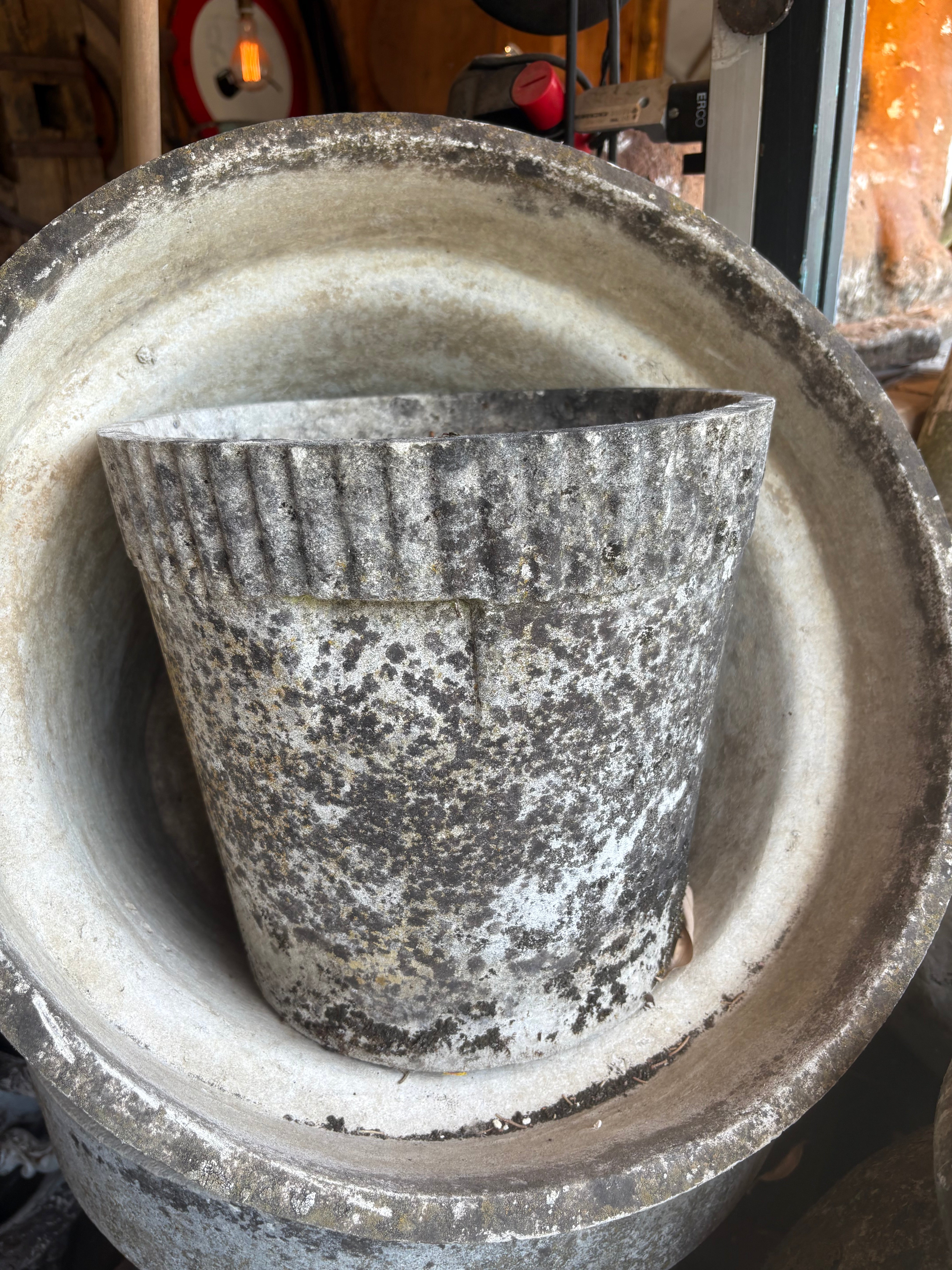 Small Vintage Round Willy Guhl Pot 13"diameter x 12"h.