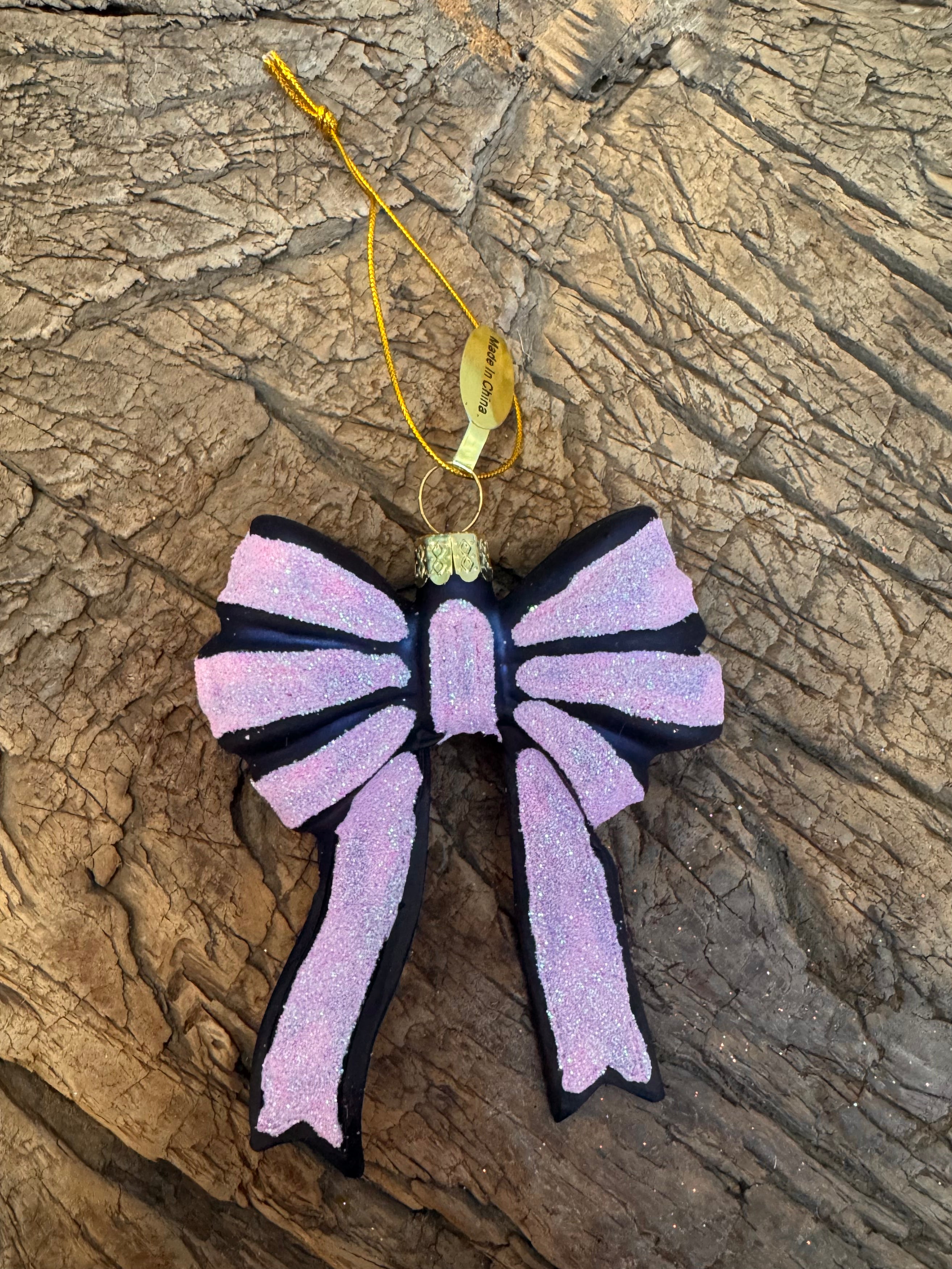 Glittered Bow Ornament, Small