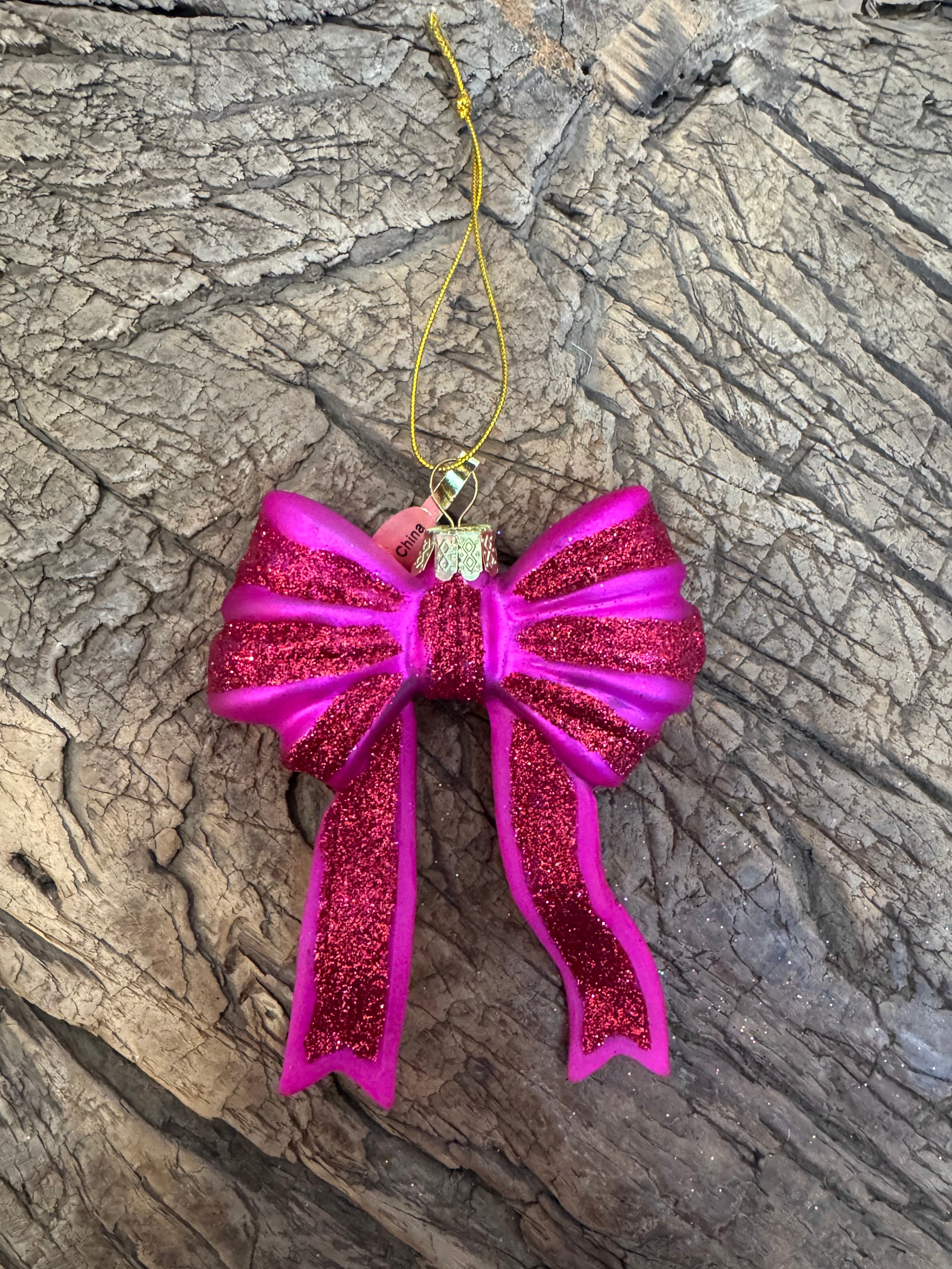 Glittered Bow Ornament, Small