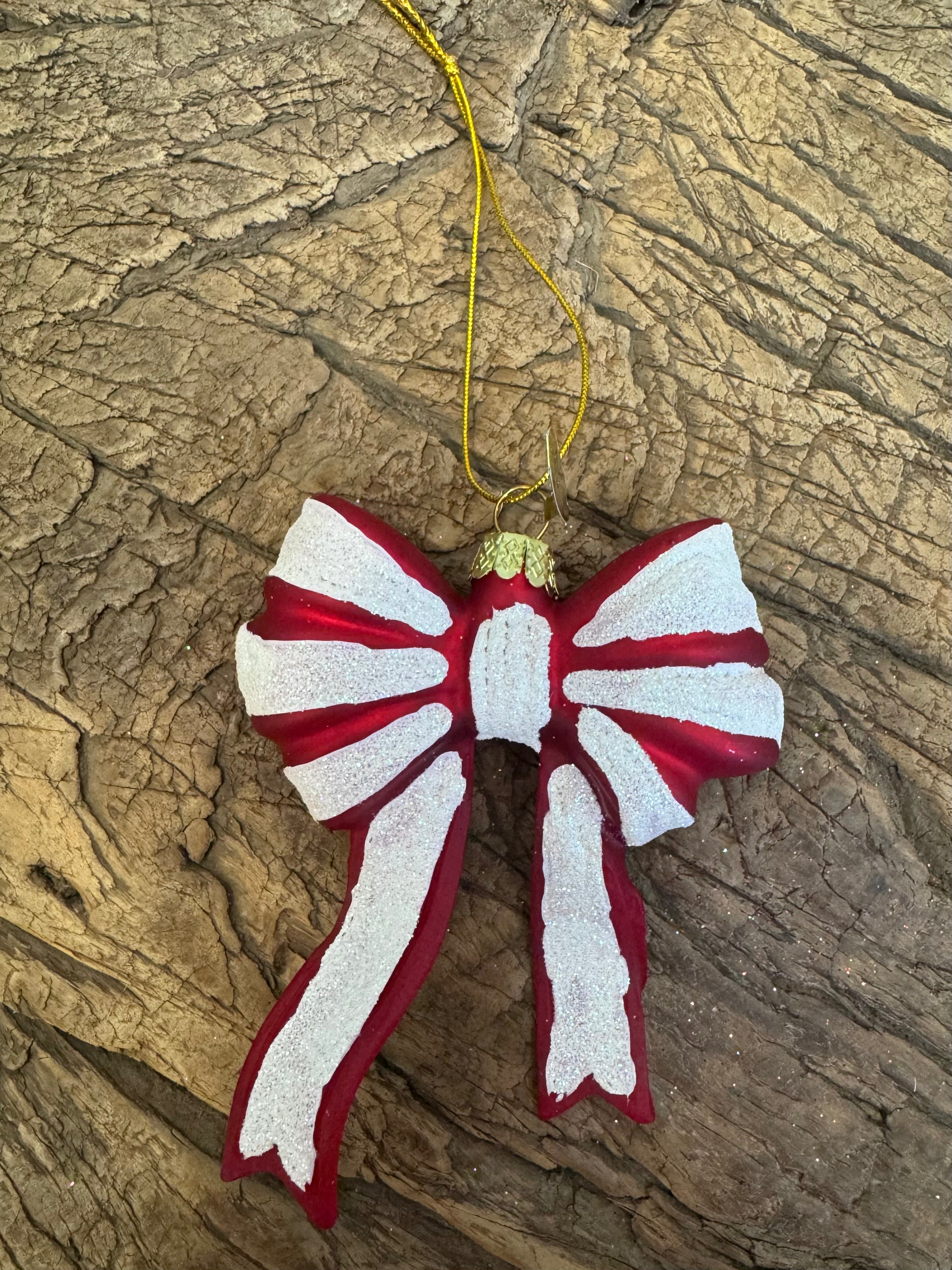 Glittered Bow Ornament, Small