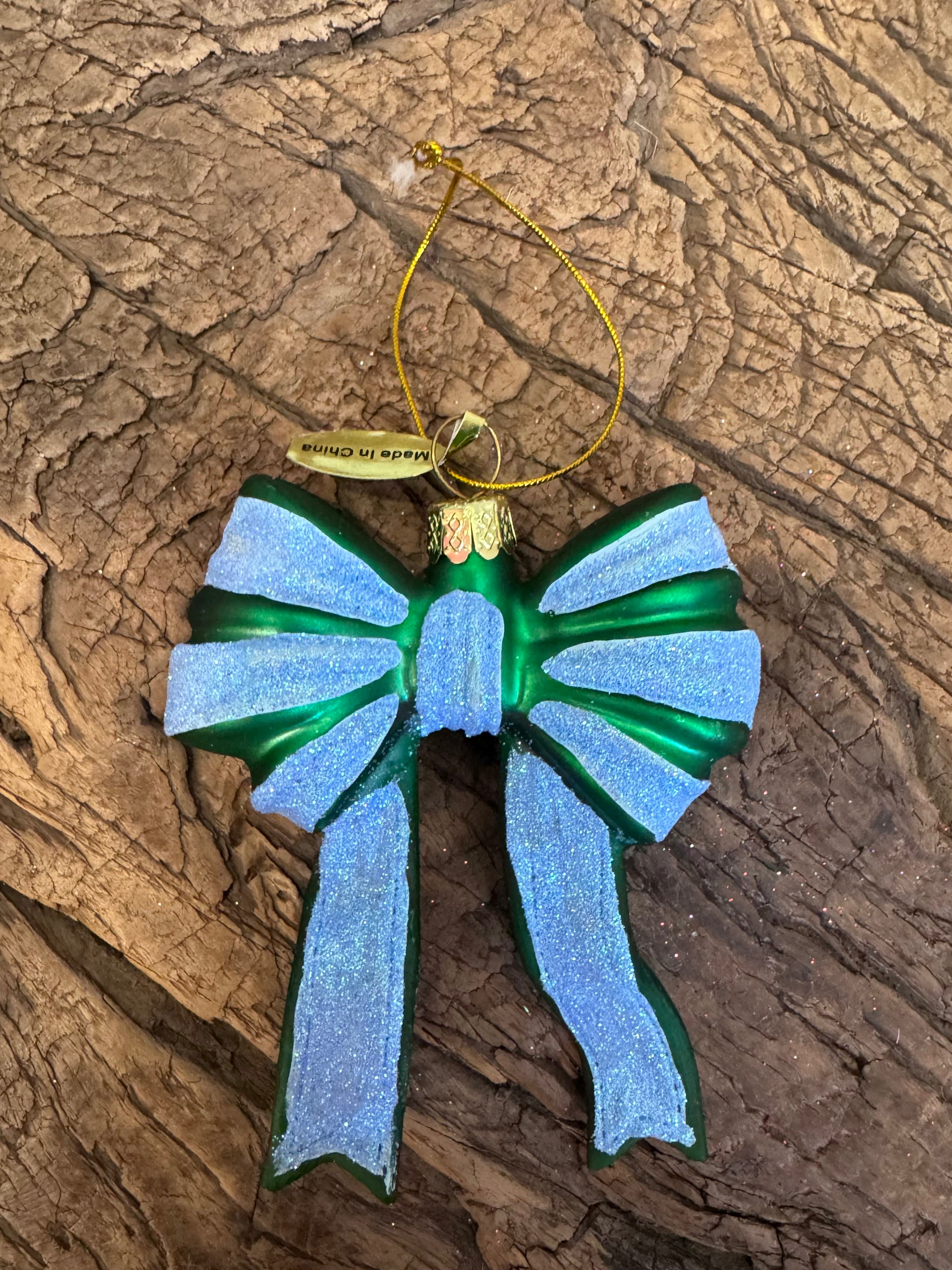 Glittered Bow Ornament, Small