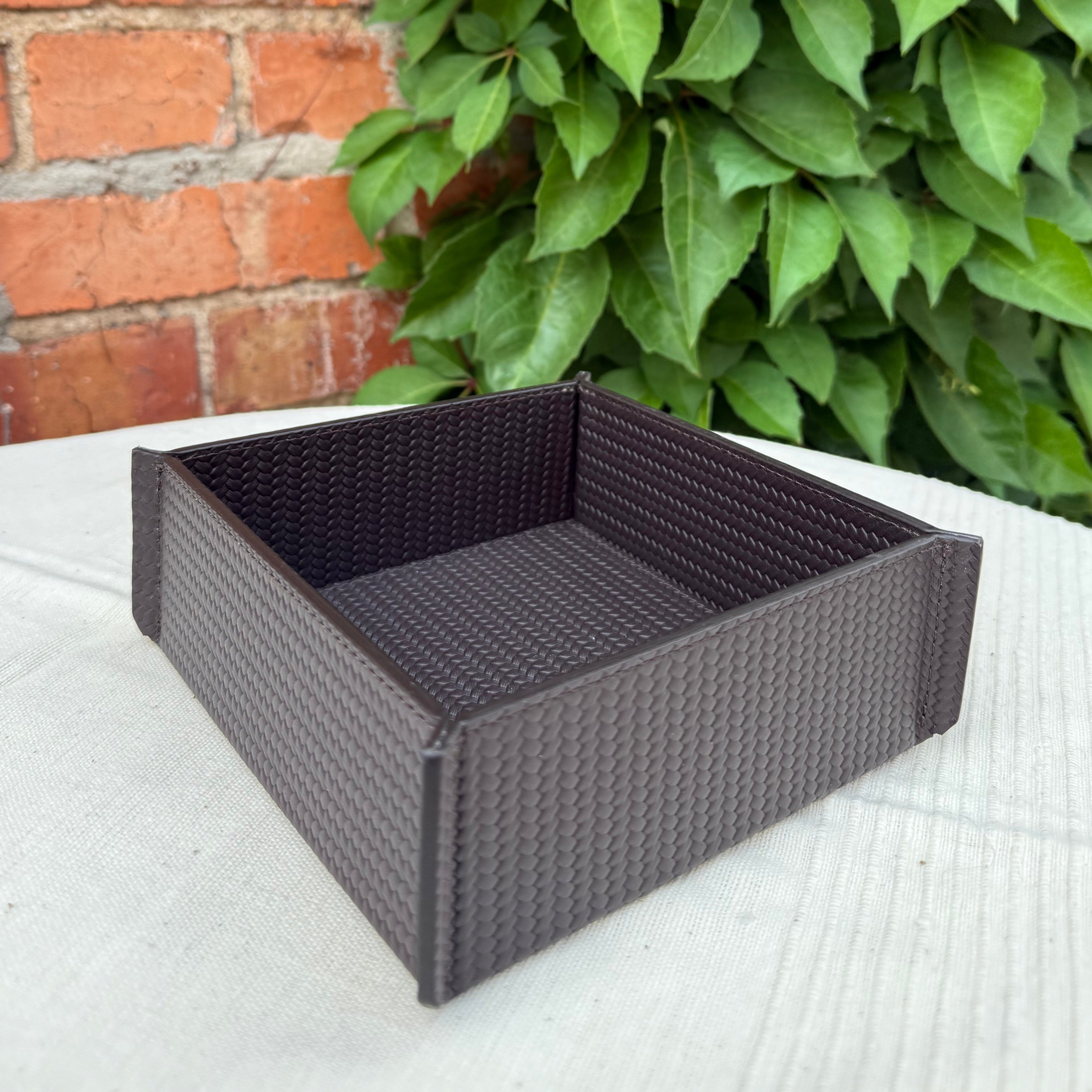 Leather Valet Tray 6" x 6" x 2"high