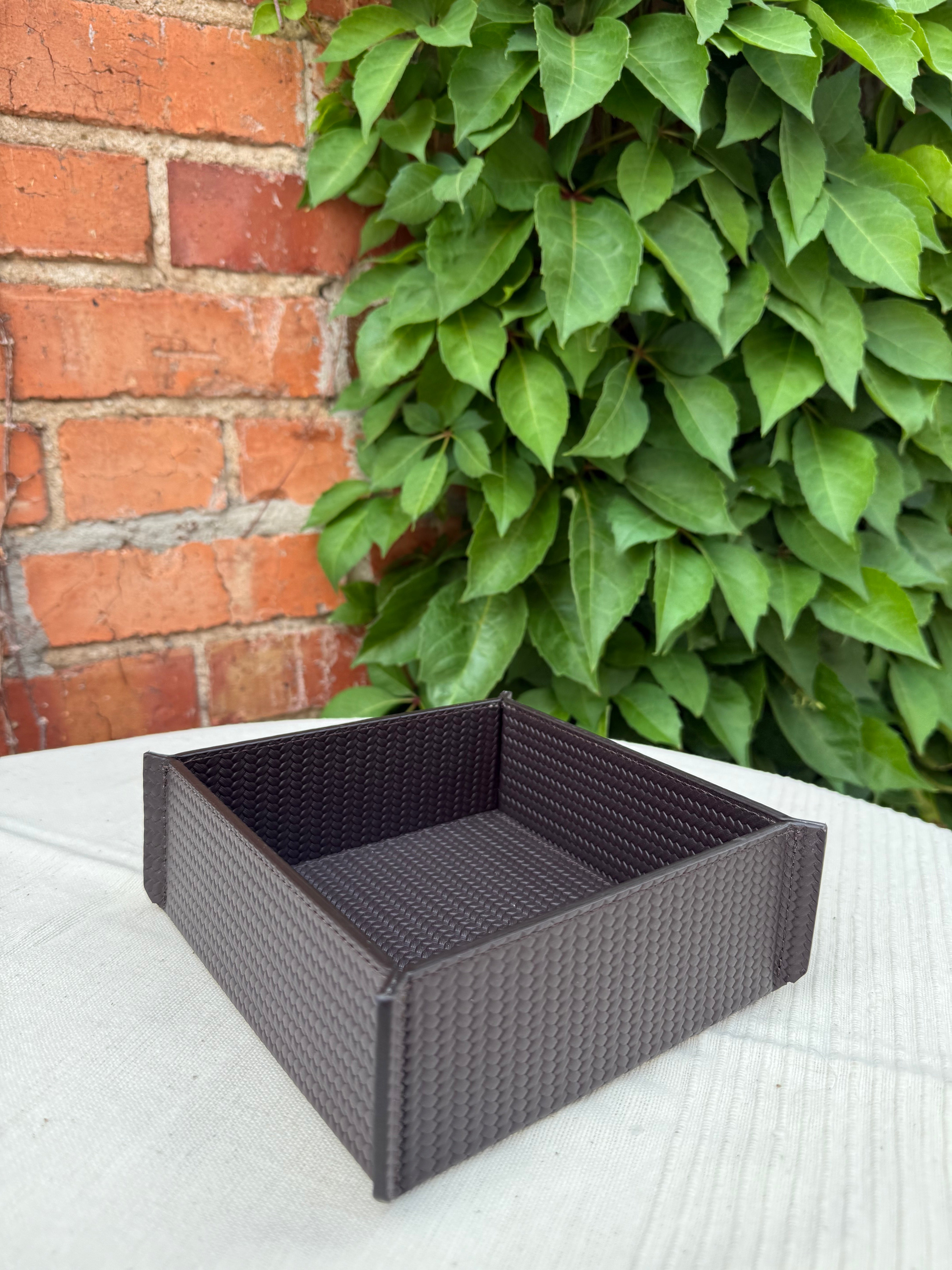 Leather Valet Tray 6" x 6" x 2"high