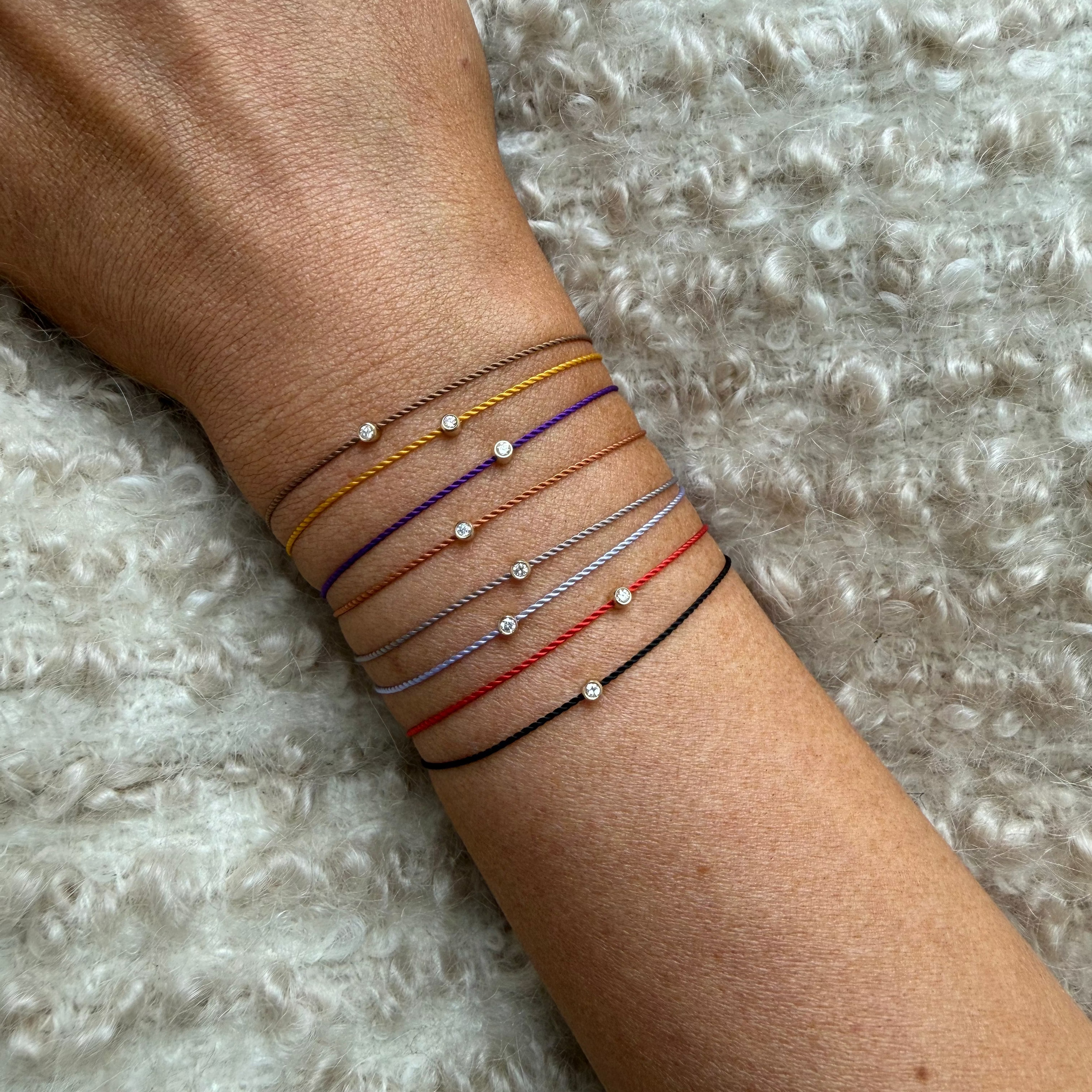 Solitaire Diamond Cord Bracelet, 14kt.