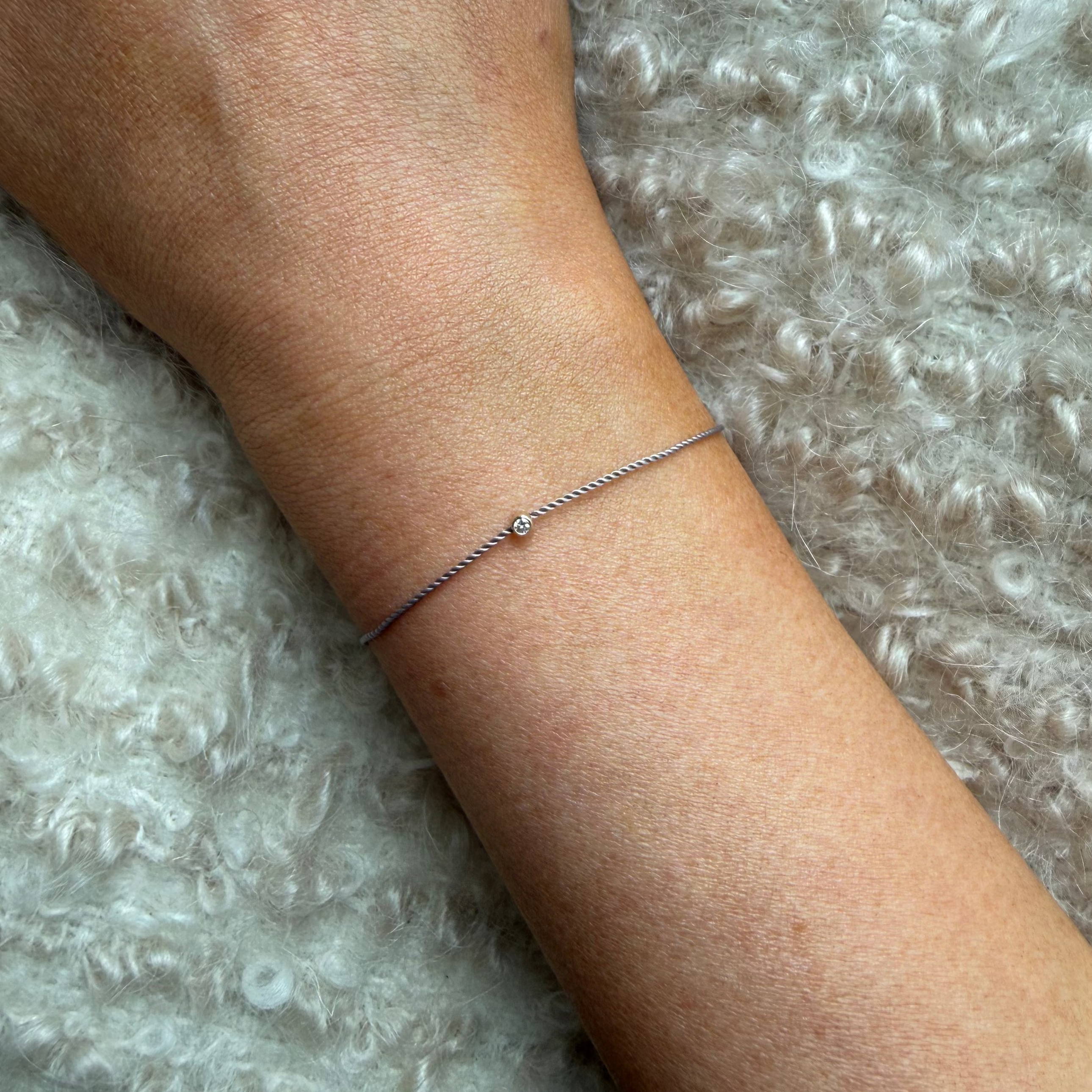 Solitaire Diamond Cord Bracelet, 14kt.