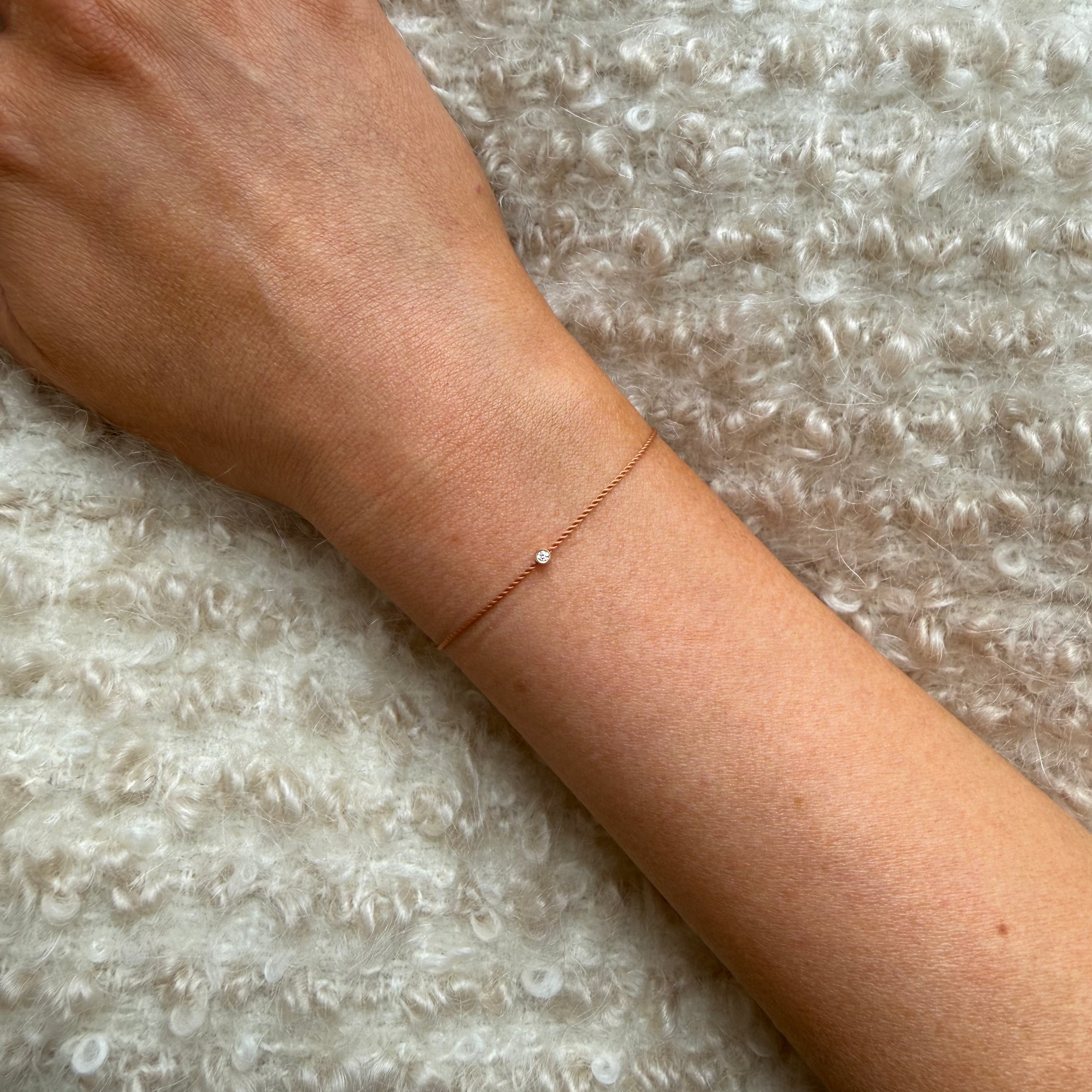 Solitaire Diamond Cord Bracelet, 14kt.