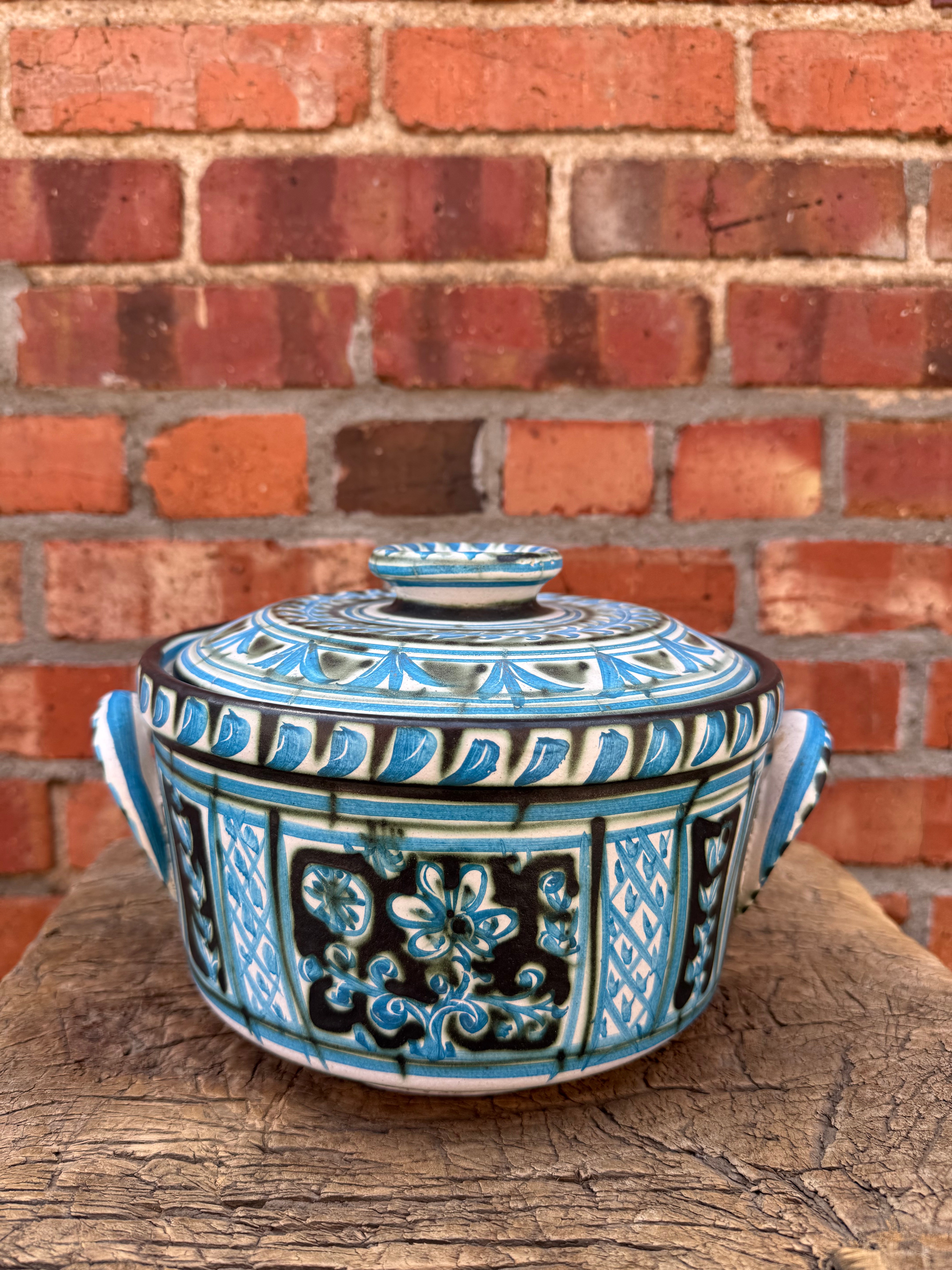 Vintage French Quimper Pot with Lid