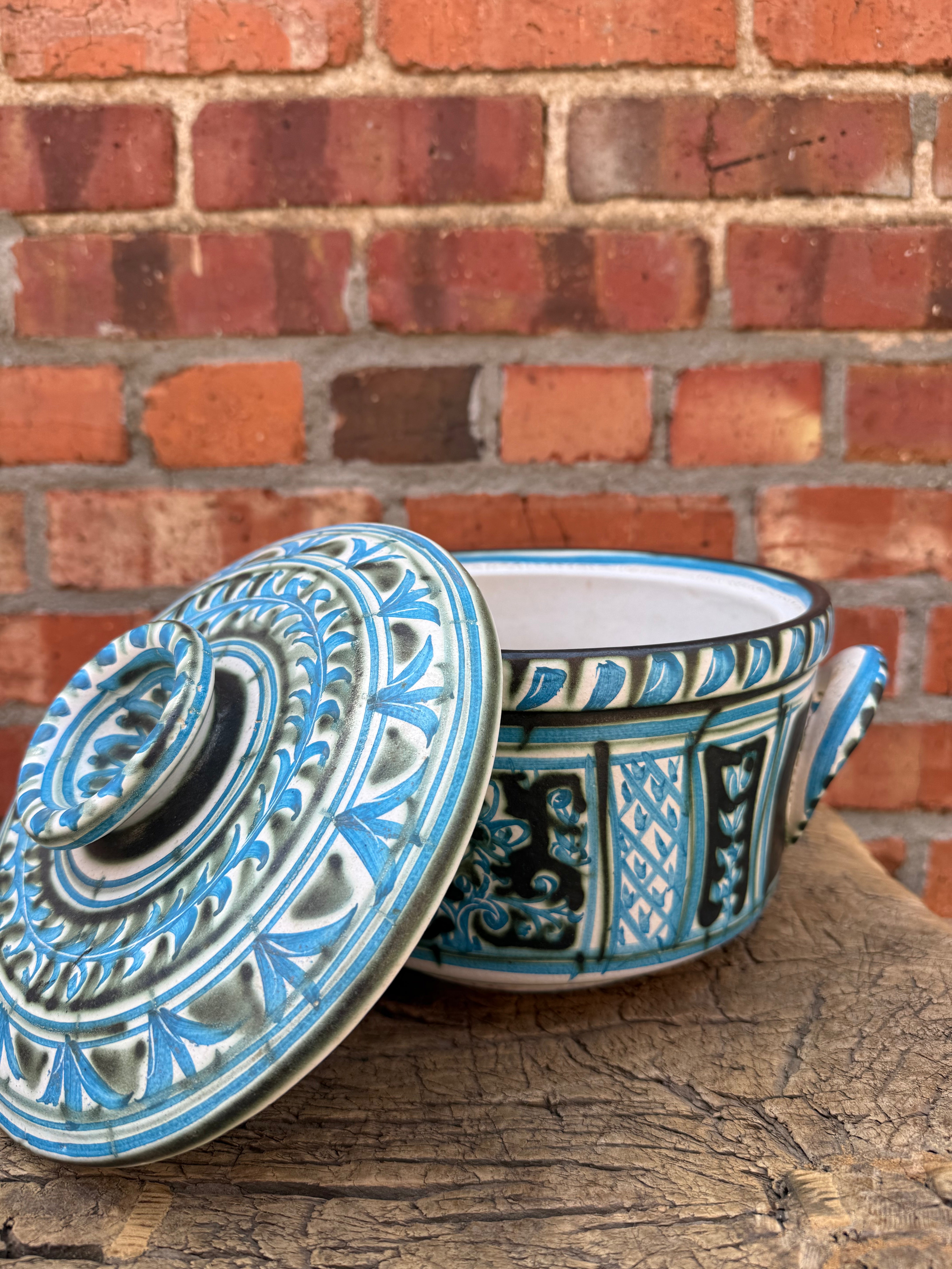 Vintage French Quimper Pot with Lid