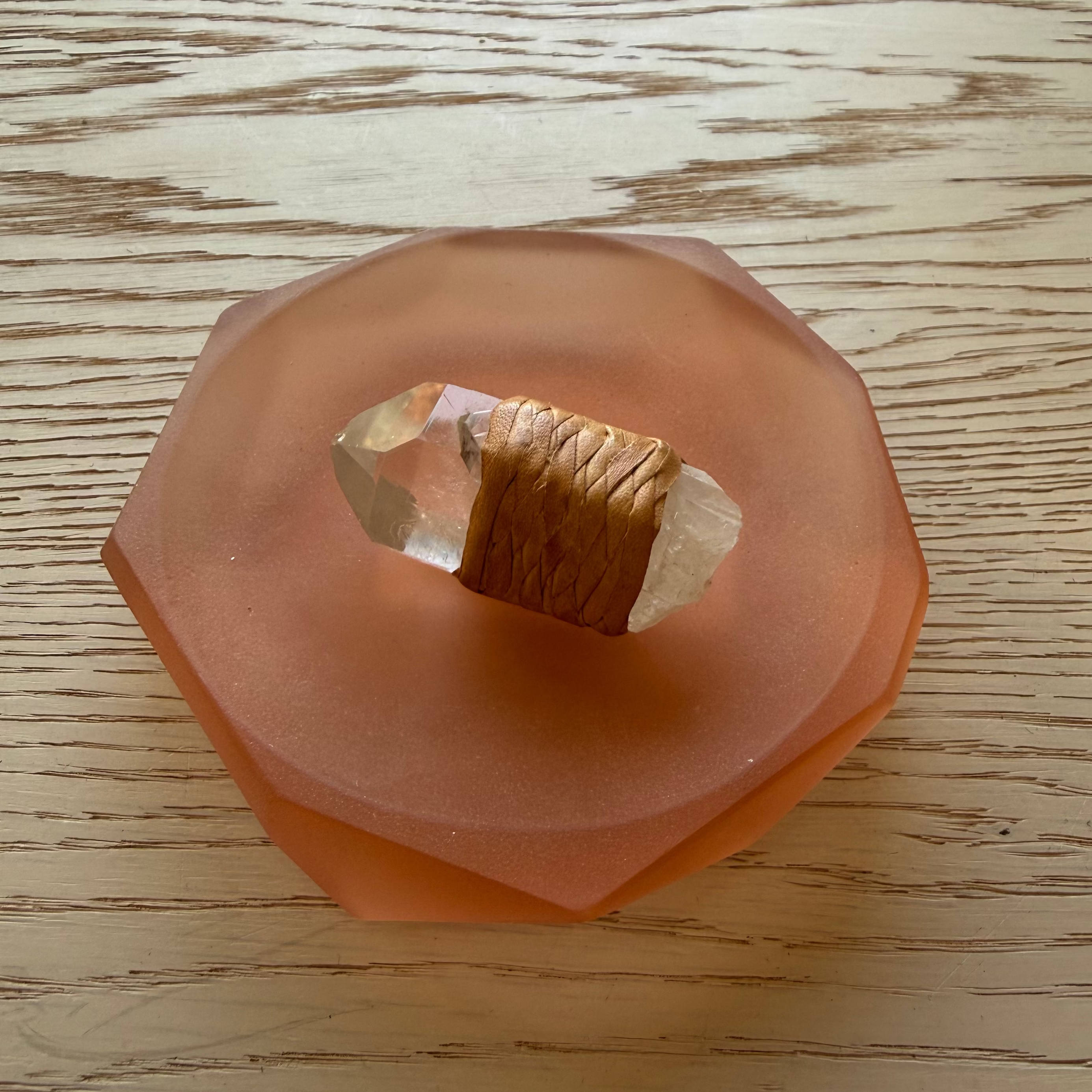 Natural Leather Wrapped Small Crystal