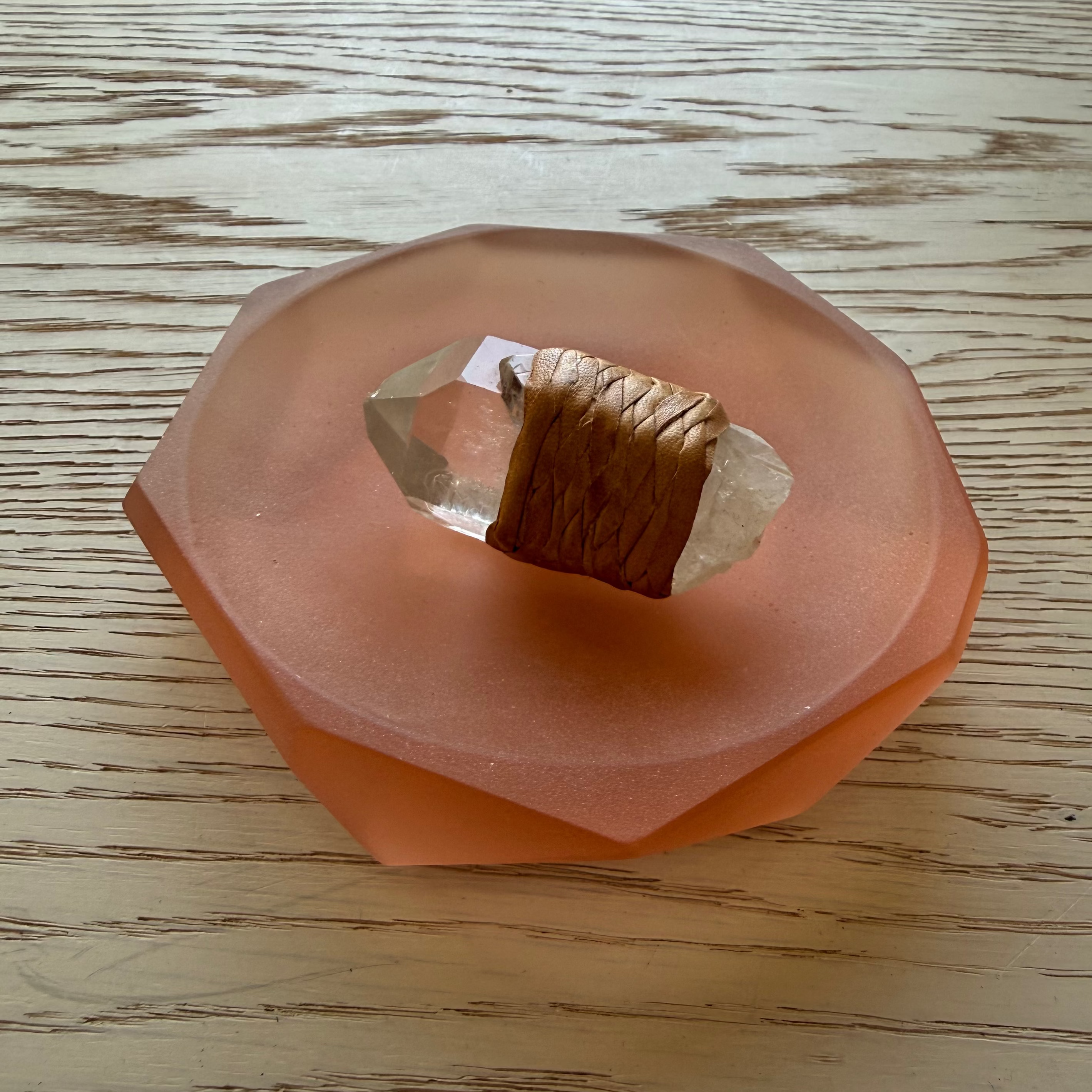 Natural Leather Wrapped Small Crystal