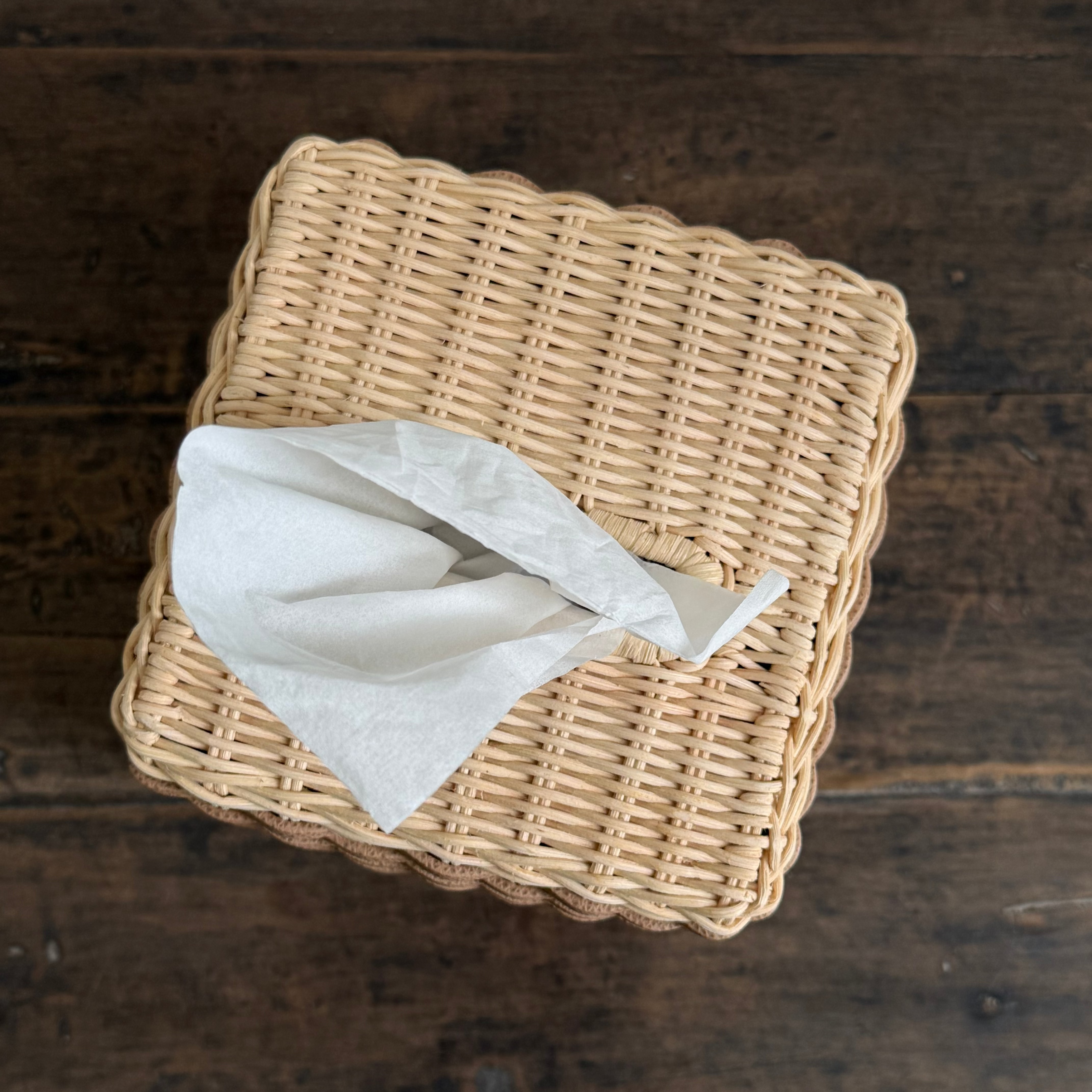 ANTIBES LEATHER & RATTAN TISSUE HOLDER SQUARE