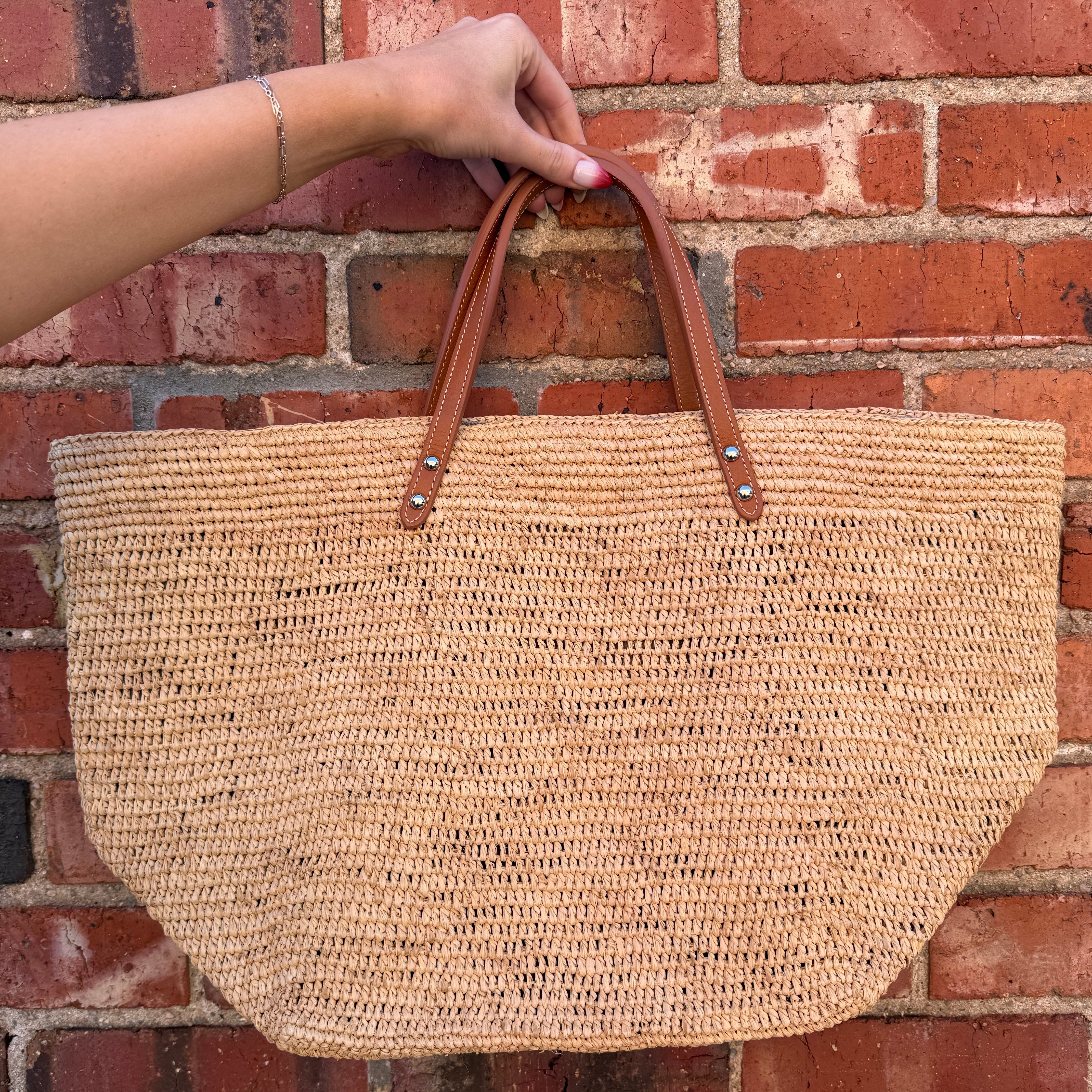 Matata Raffia Tote Bag with Leather Straps