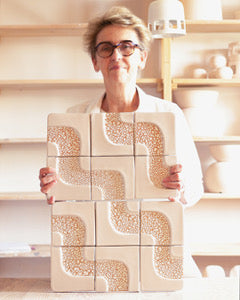 Handmade Ceramic Wall Piece Relief N°6 White Glazed with Crawling Glaze