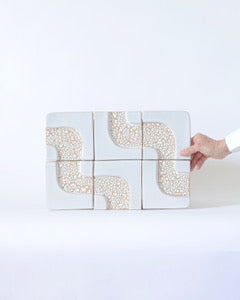 Handmade Ceramic Wall Piece Relief N°6 White Glazed with Crawling Glaze