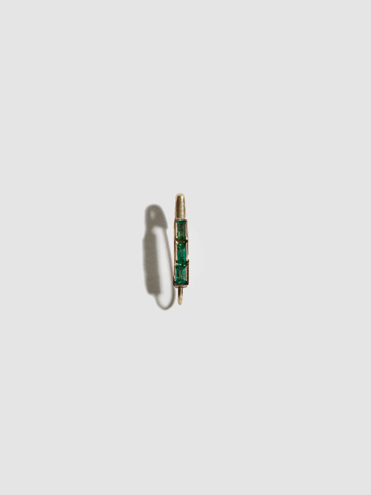 Loren Stewart Single Emerald Baguette Mini Safety Pin Earring