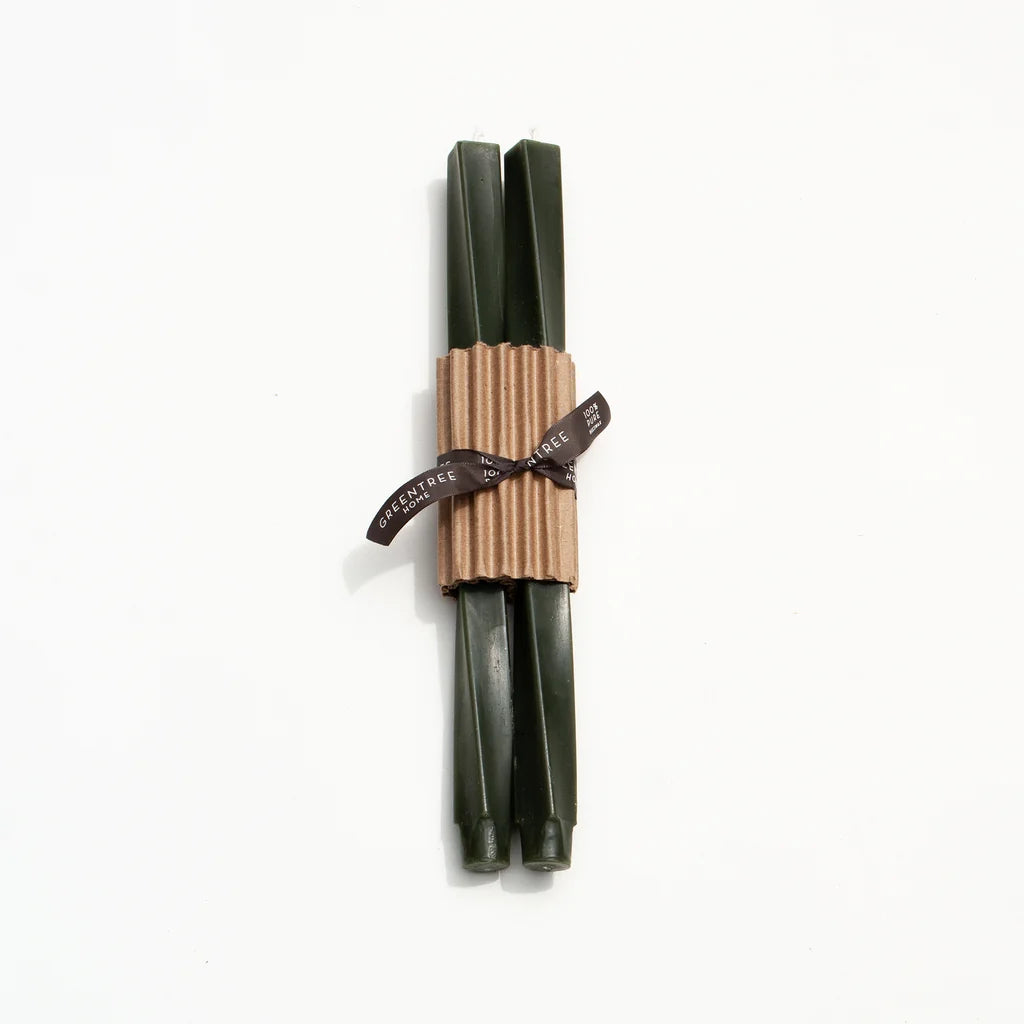 Handmade Beeswax Spiral Taper Candles (Pair) 12"