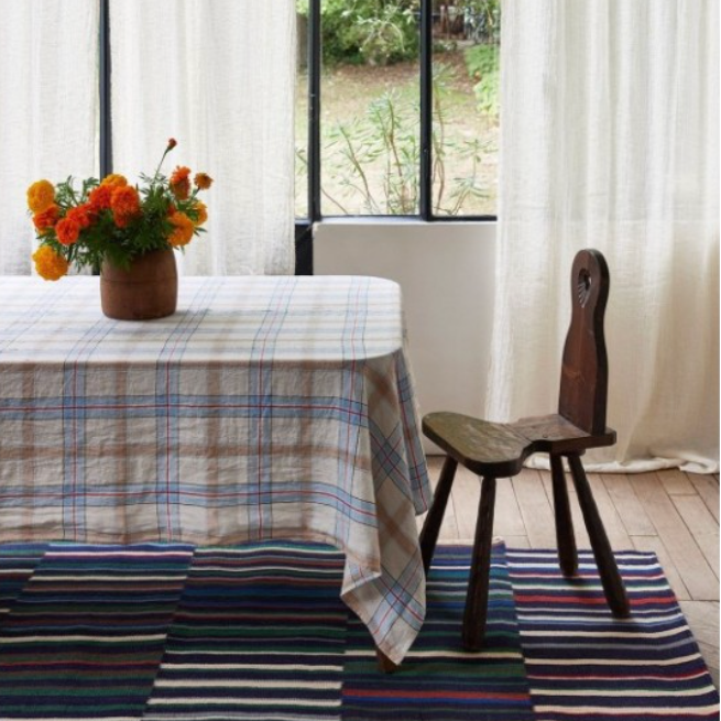 Patterned Tablecloth 63 x 118" 100% French Linen