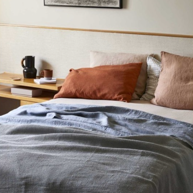 100% Linen 2 Person Queen/King Solid Flat Sheet