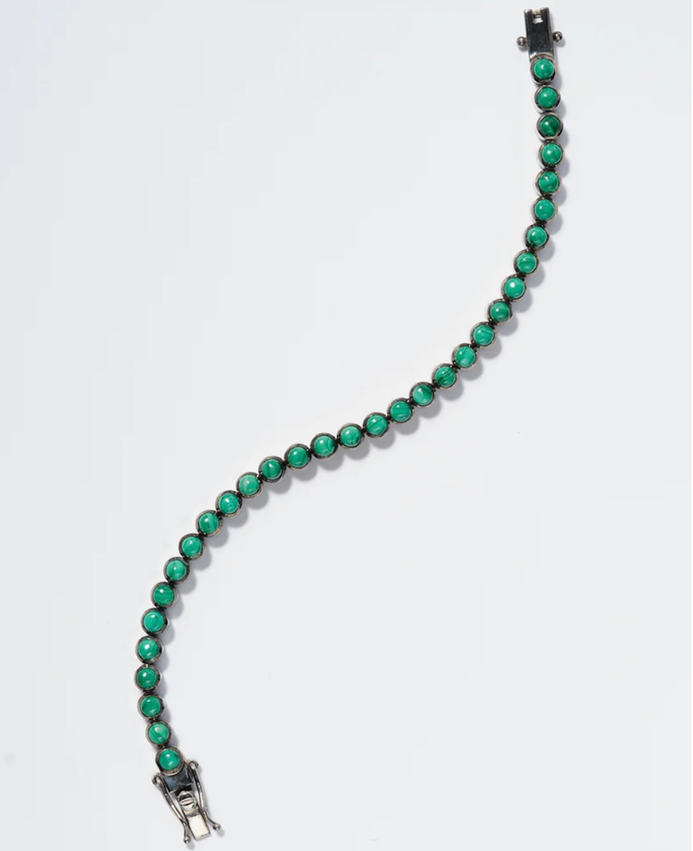 Nakard Mini Dot Bracelet 4mm Round Malachite Cabochons